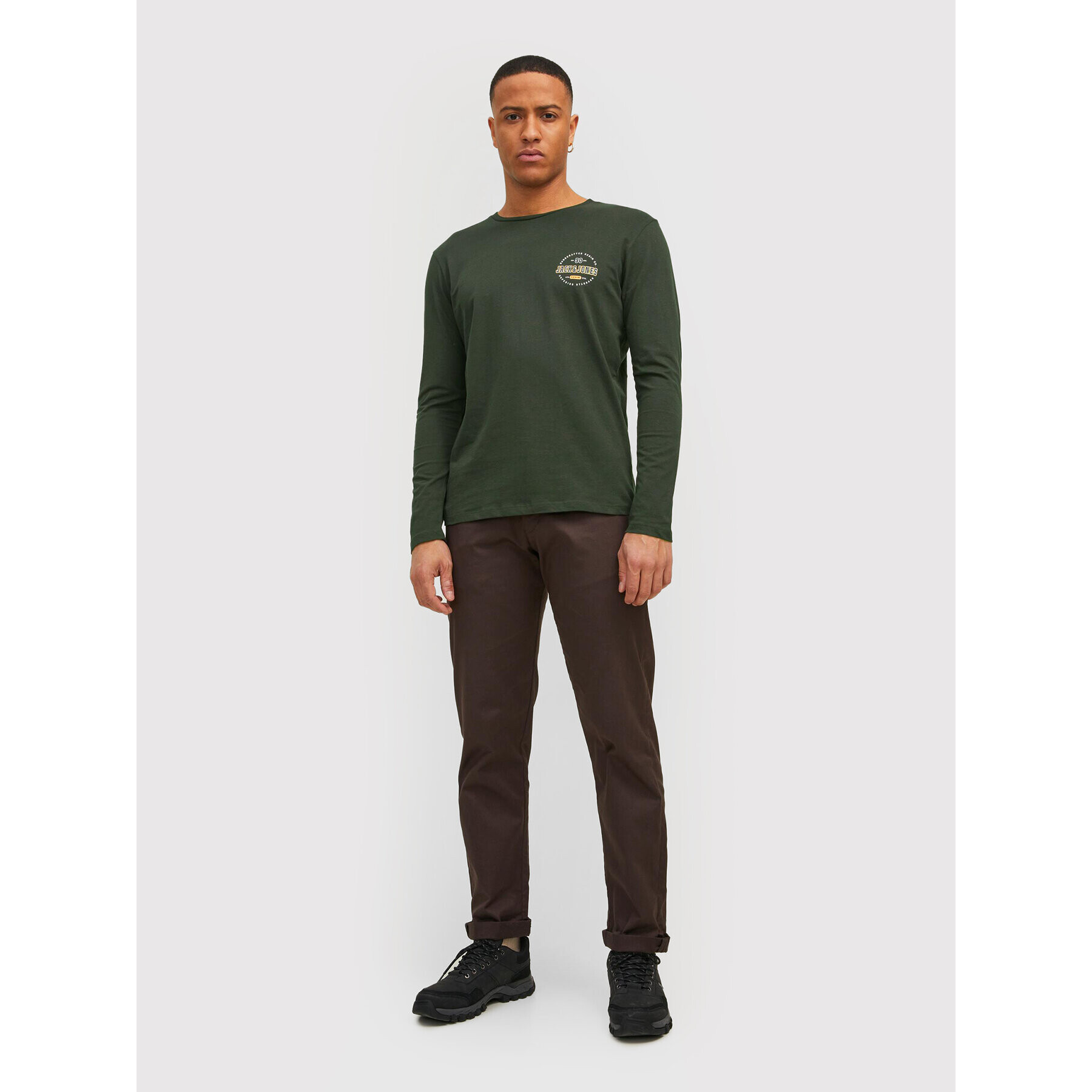 Jack&Jones Longsleeve Stamp 12211357 Verde Regular Fit - Pled.ro