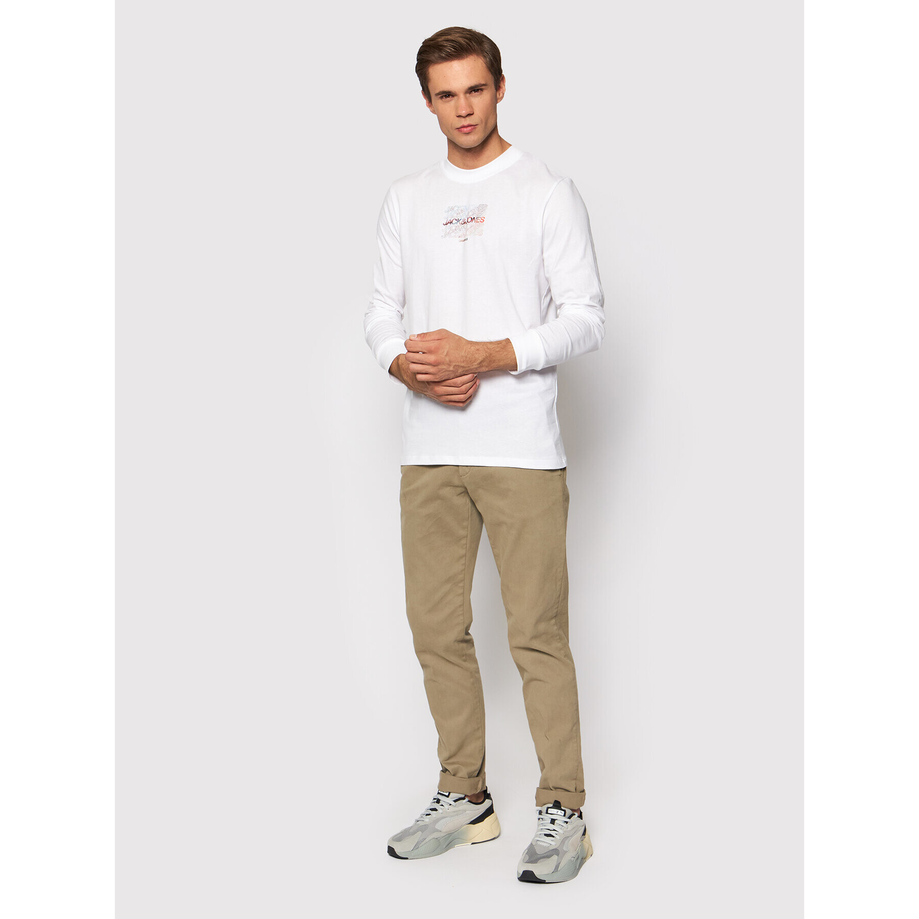 Jack&Jones Longsleeve Swirl 2193659 Alb Regular Fit - Pled.ro