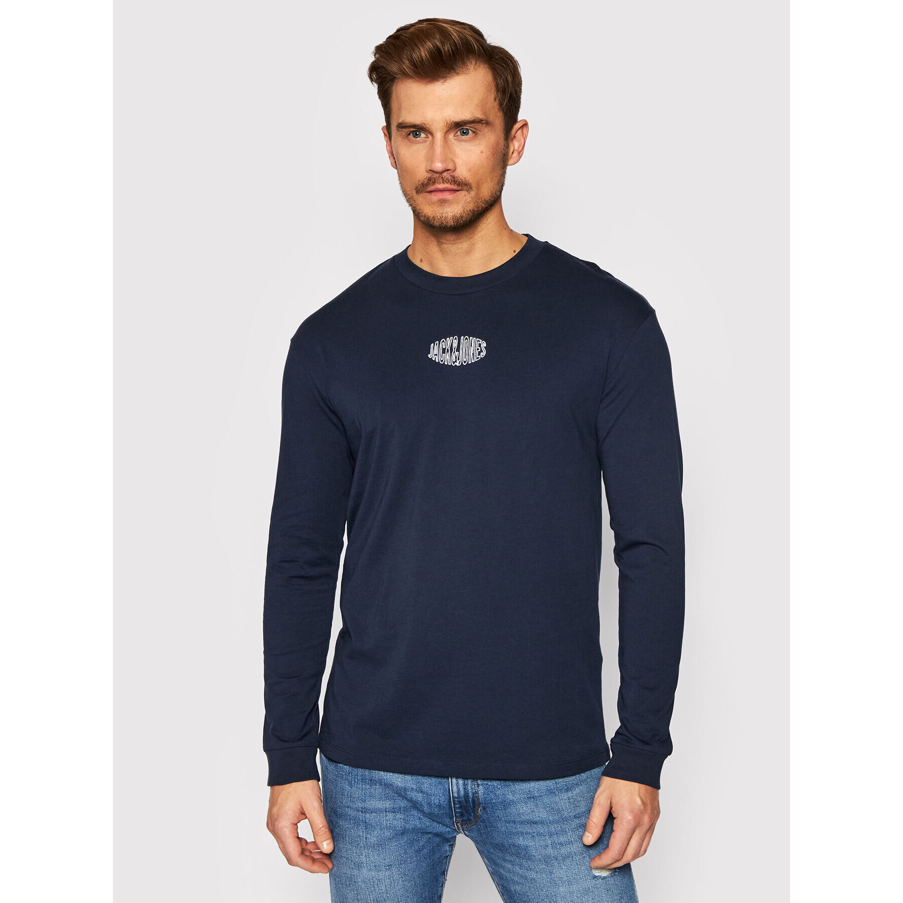 Jack&Jones Longsleeve Worlds 12196539 Bleumarin Relaxed Fit - Pled.ro