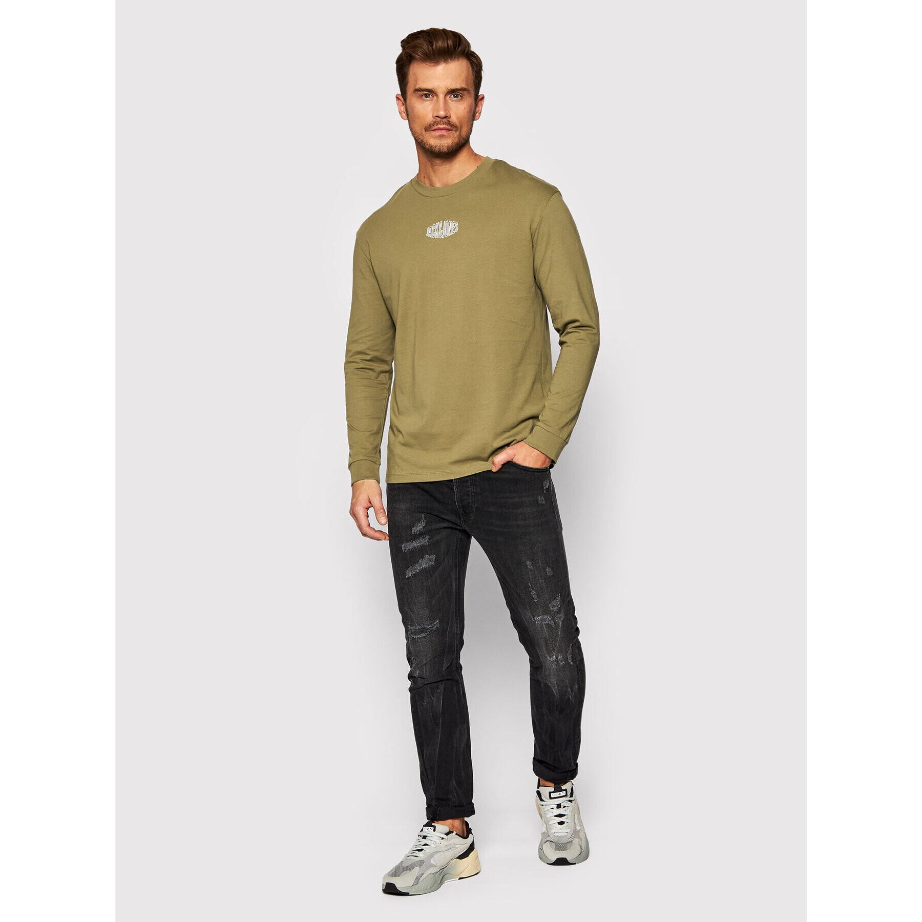 Jack&Jones Longsleeve Worlds 12196539 Verde Relaxed Fit - Pled.ro