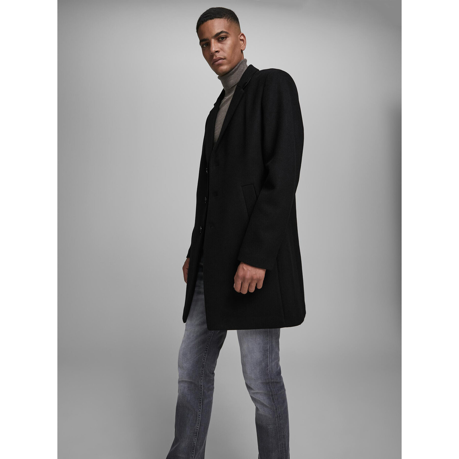 Jack&Jones Palton de lână Emoulder 12171374 Negru Regular Fit - Pled.ro