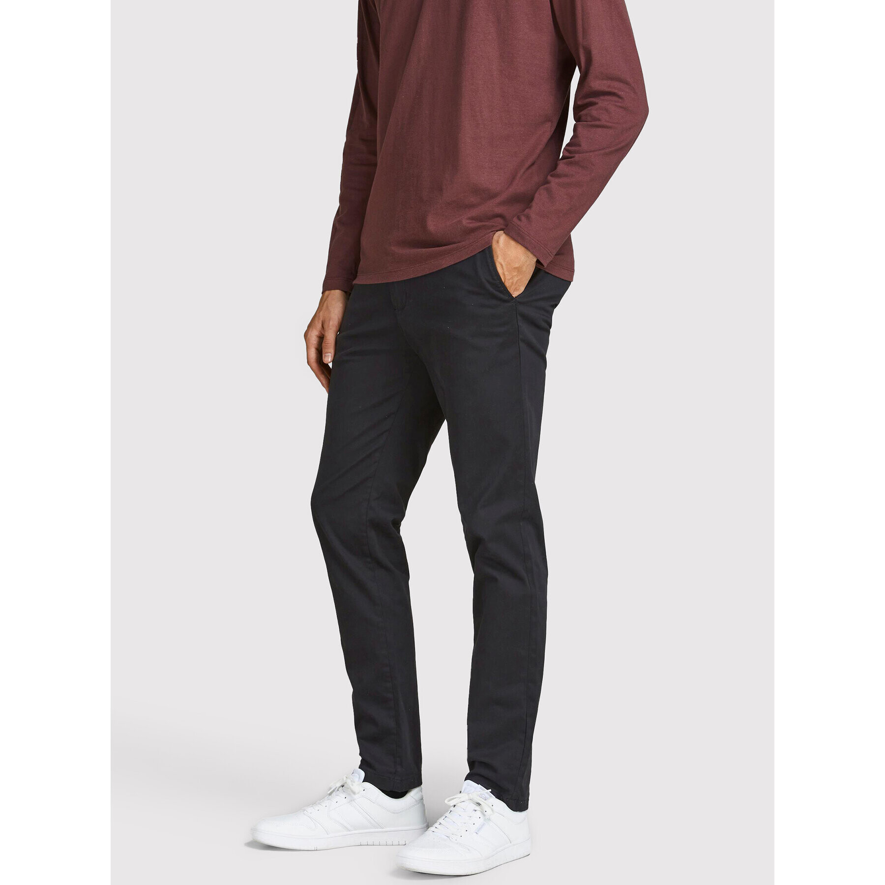 Jack&Jones Pantaloni chino Marco 12150158 Negru Slim Fit - Pled.ro