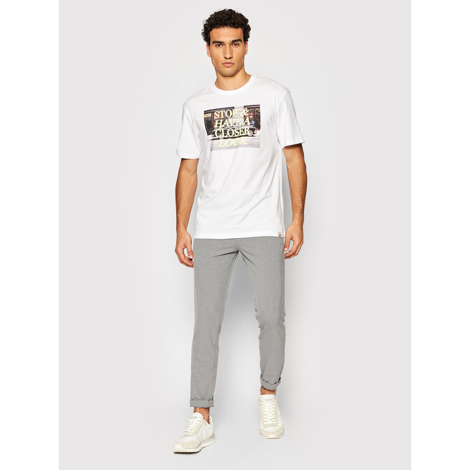 Jack&Jones Pantaloni chino Marco 12169491 Gri Regular Fit - Pled.ro