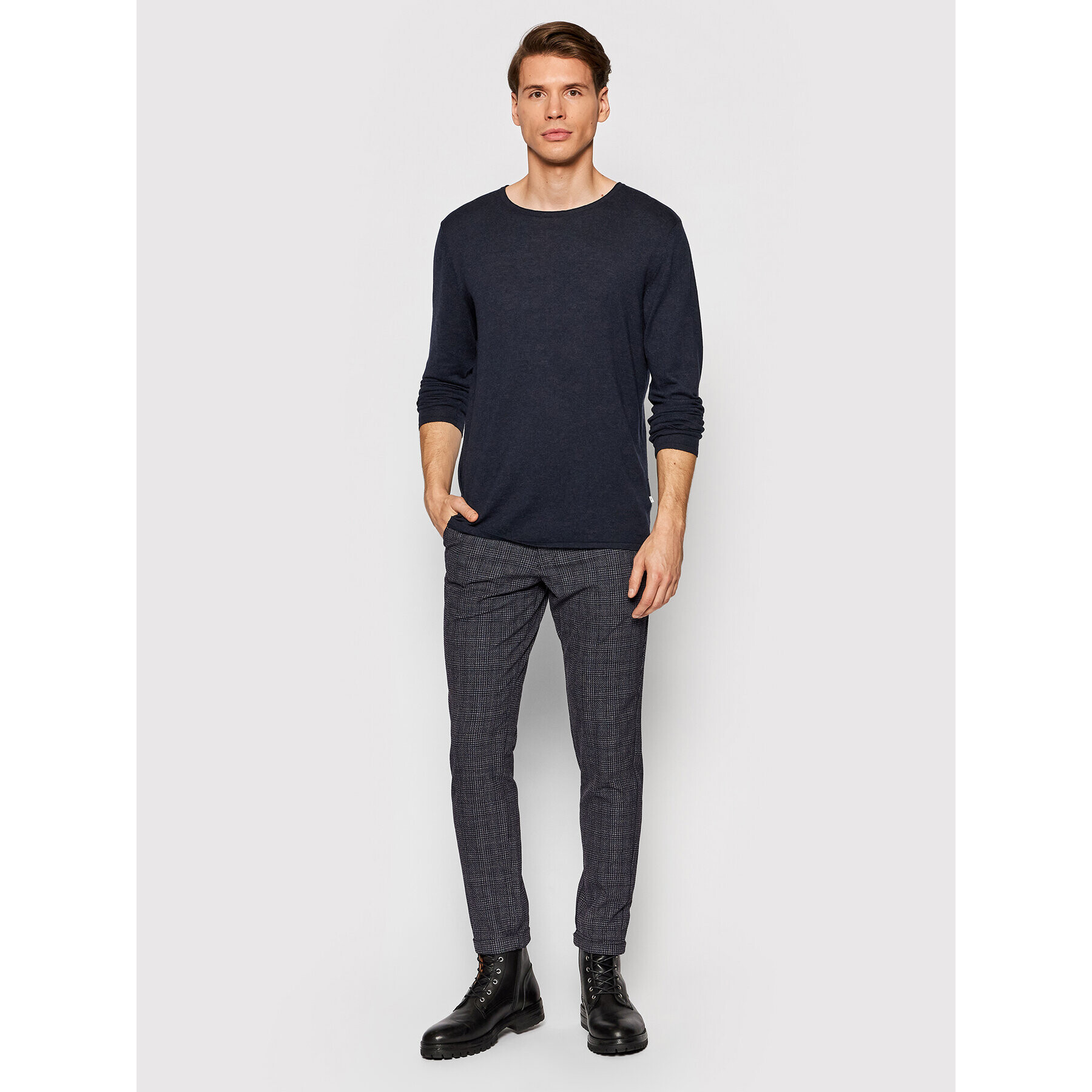 Jack&Jones Pantaloni chino Marco 12176524 Gri Slim Fit - Pled.ro