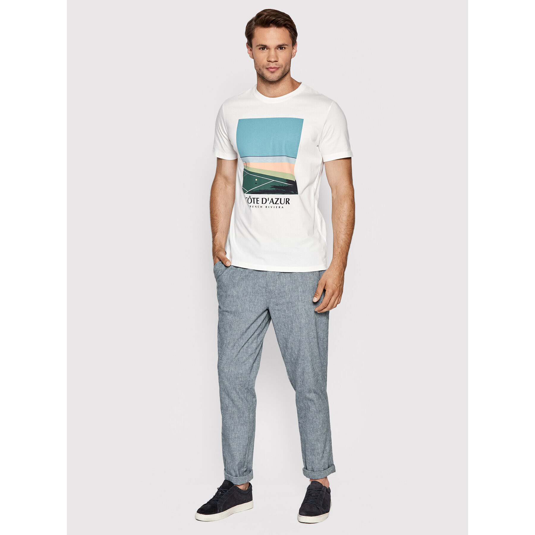 Jack&Jones Pantaloni din material Ace Breeze 12201539 Albastru Regular Fit - Pled.ro