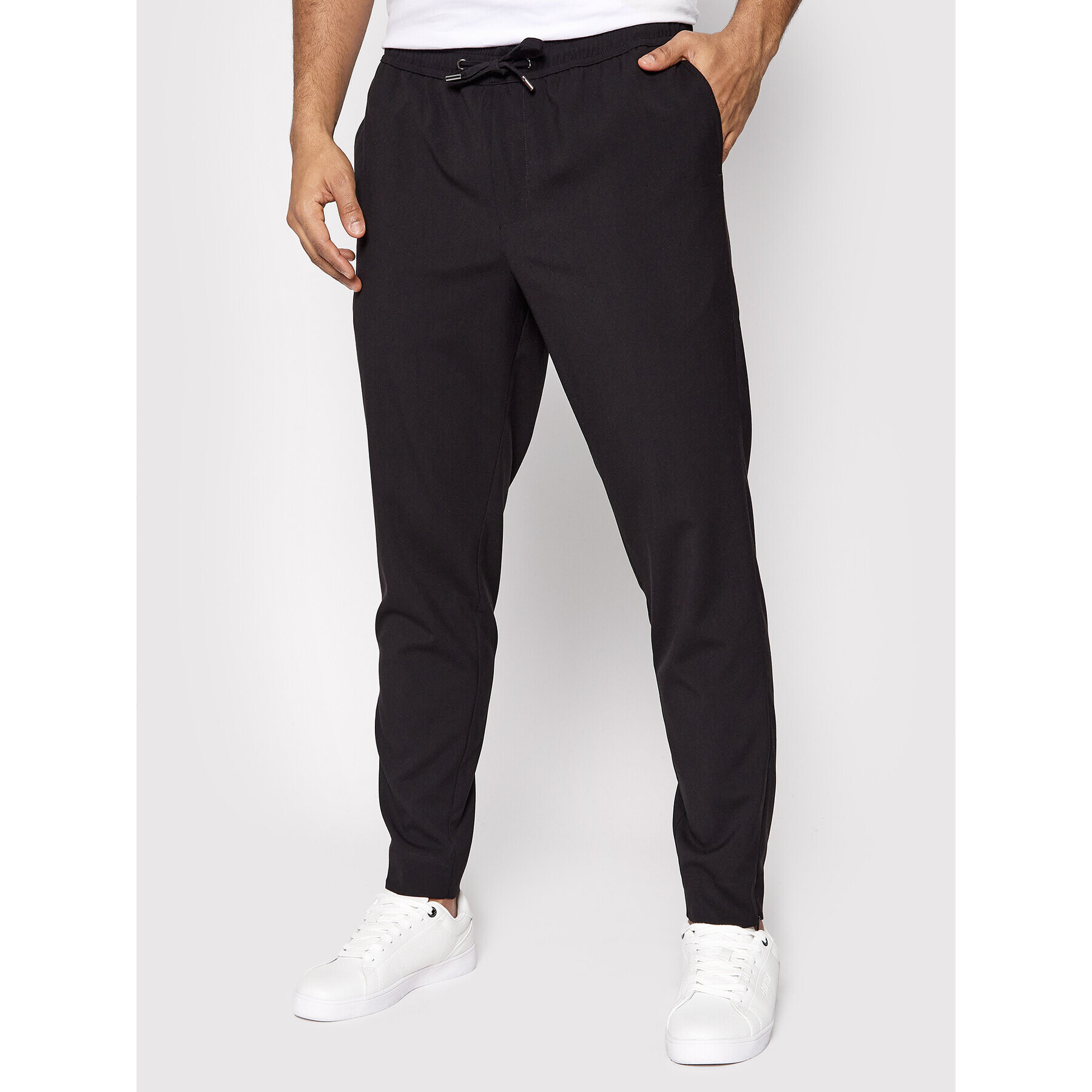 Jack&Jones Pantaloni din material Ace Frankie 12197648 Negru Regular Fit - Pled.ro