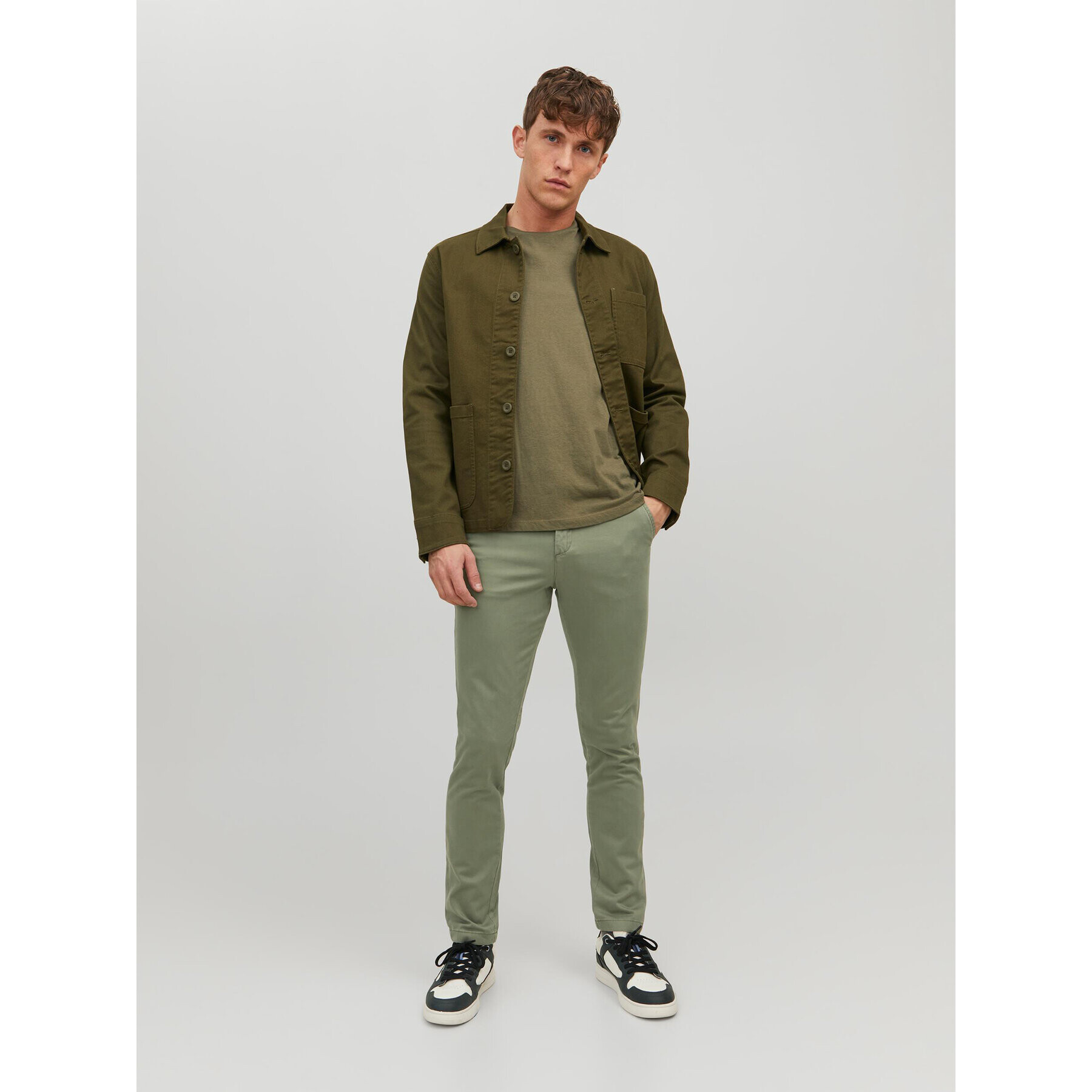 Jack&Jones Pantaloni din material Marco 12150148 Verde Slim Fit - Pled.ro