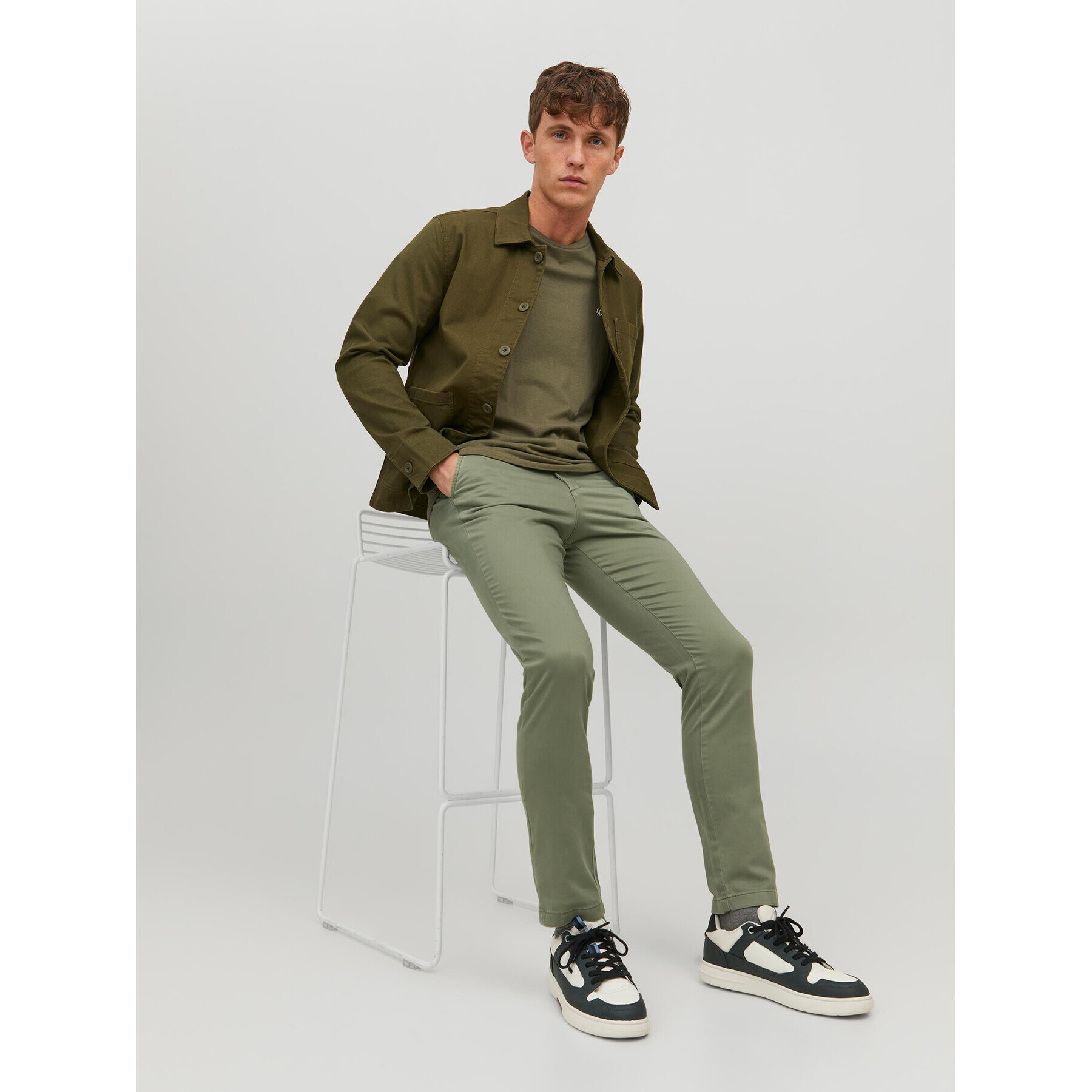 Jack&Jones Pantaloni din material Marco 12150148 Verde Slim Fit - Pled.ro