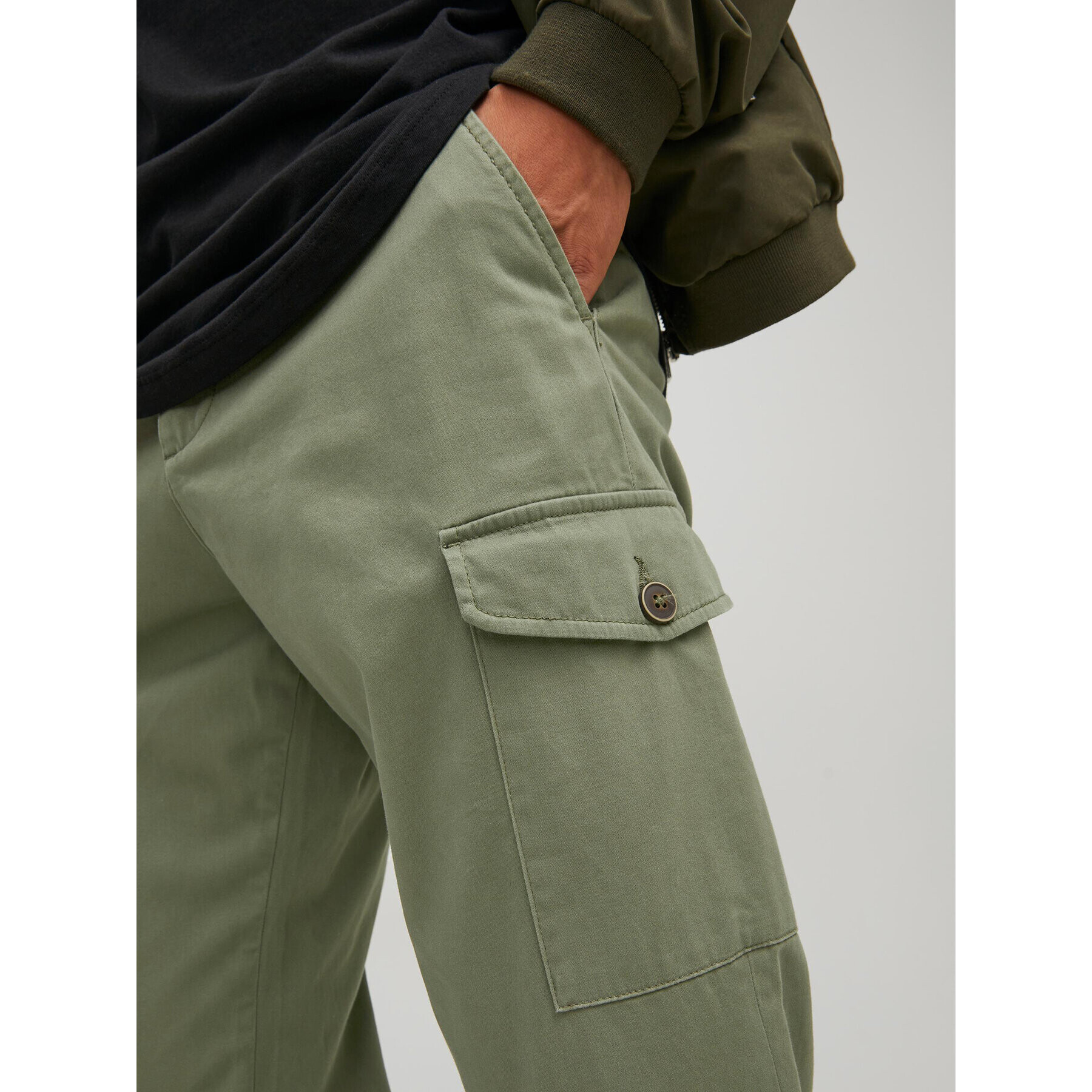 Jack&Jones Pantaloni din material Ollie 12224001 Verde Regular Fit - Pled.ro