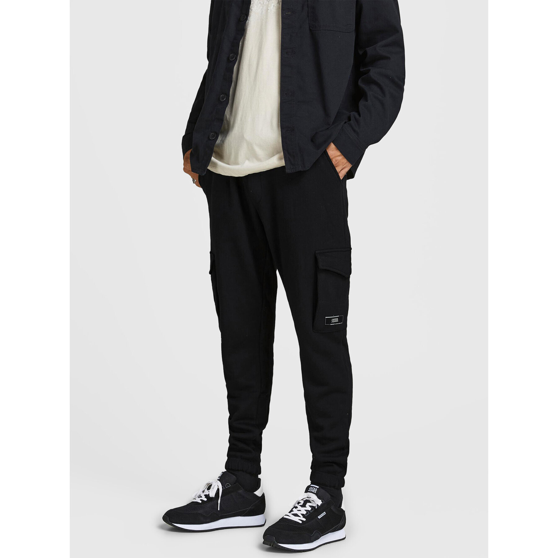 Jack&Jones Pantaloni trening Gordon 12195583 Negru Regular Fit - Pled.ro