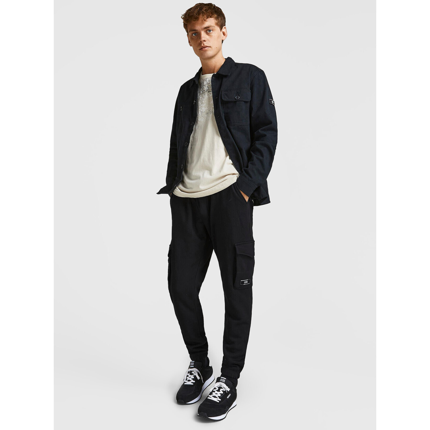 Jack&Jones Pantaloni trening Gordon 12195583 Negru Regular Fit - Pled.ro