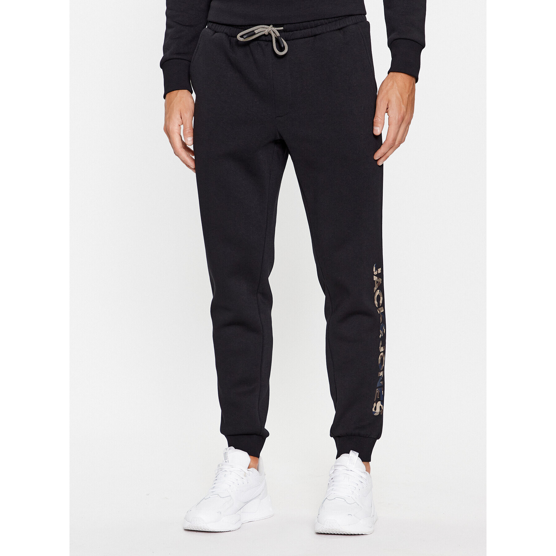 Jack&Jones Pantaloni trening Gordon 12236747 Negru Regular Fit - Pled.ro