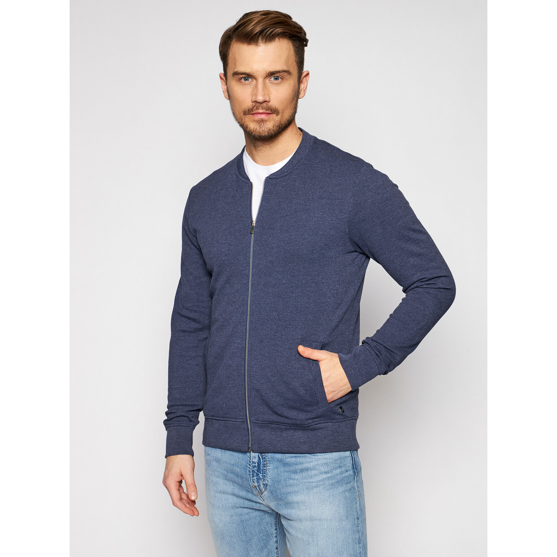 Jack&Jones PREMIUM Bluză Blaflake Sweat Baseball Bomber 12190138 Bleumarin Regular Fit - Pled.ro