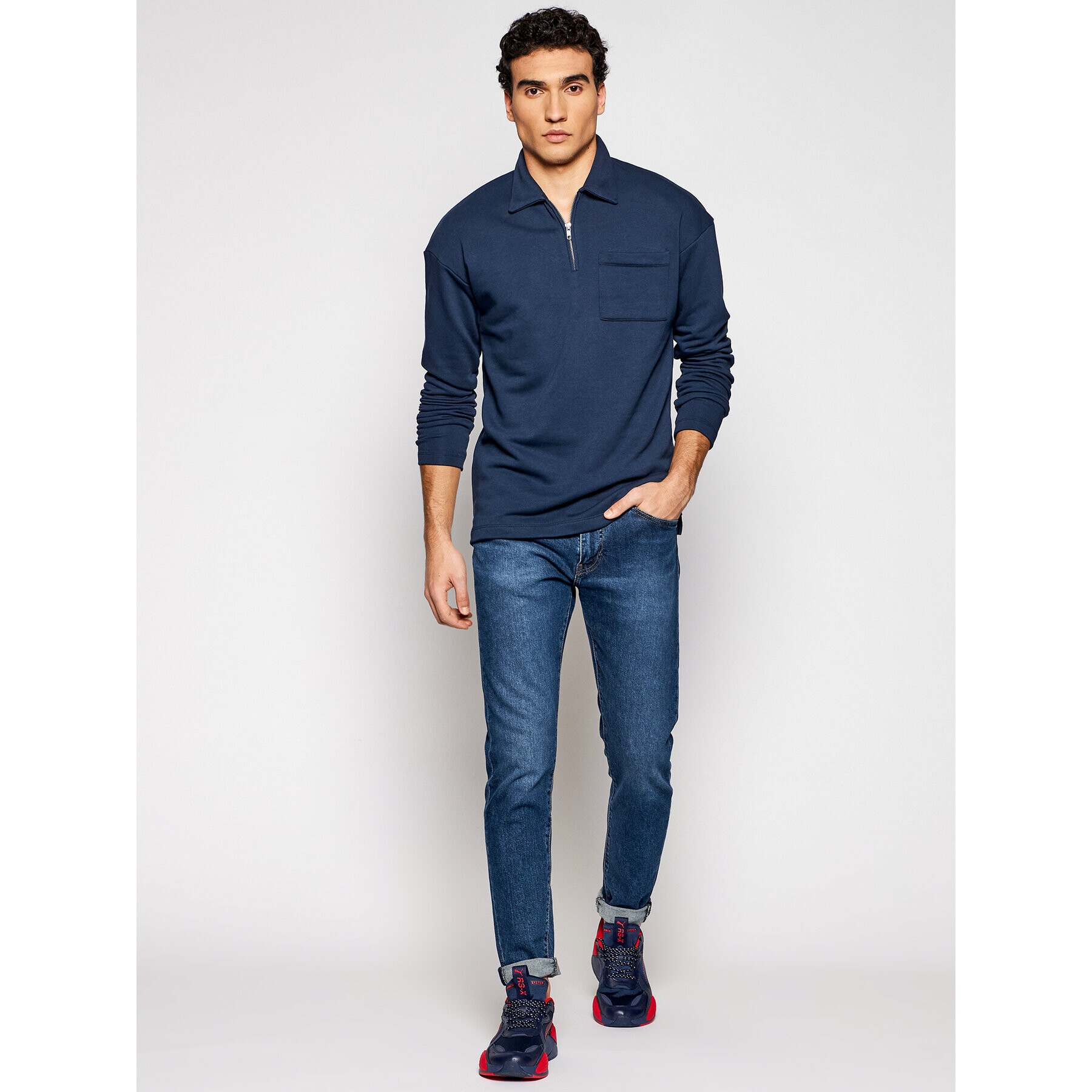 Jack&Jones PREMIUM Bluză Blazio 12190521 Bleumarin Relaxed Fit - Pled.ro