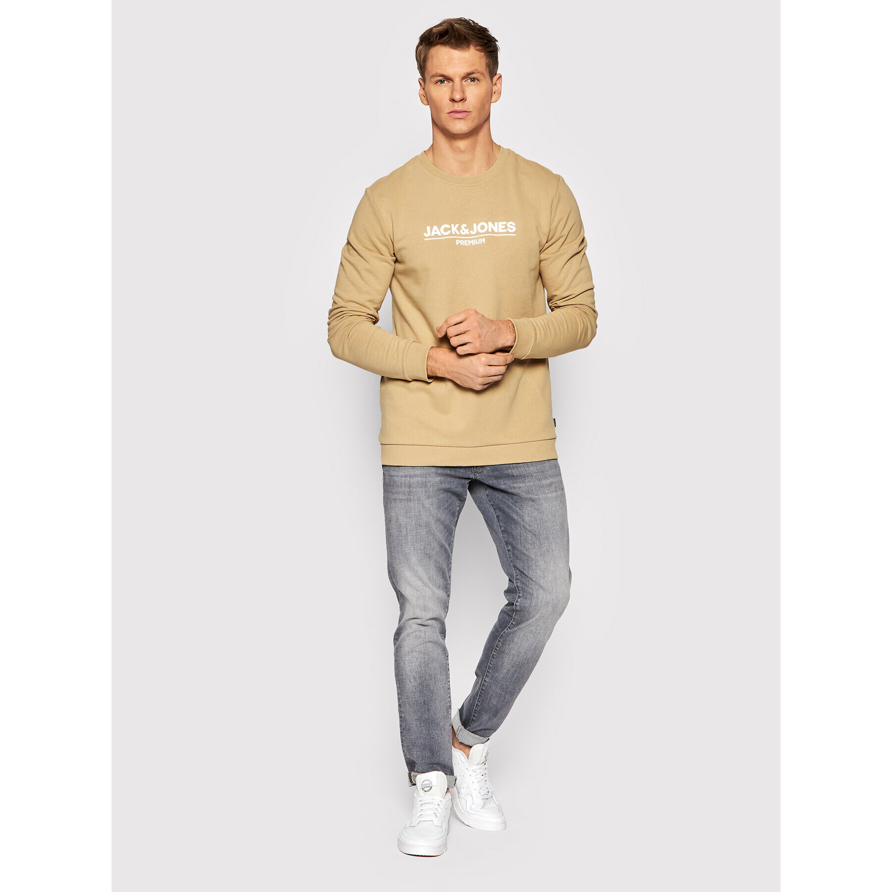 Jack&Jones PREMIUM Bluză Branding 12205732 Bej Regular Fit - Pled.ro