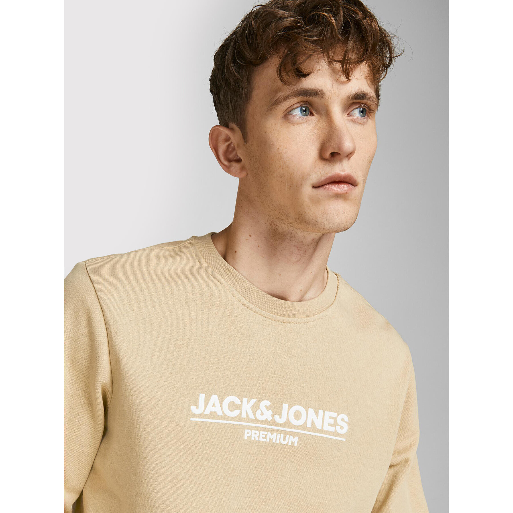 Jack&Jones PREMIUM Bluză Branding 12205732 Bej Regular Fit - Pled.ro