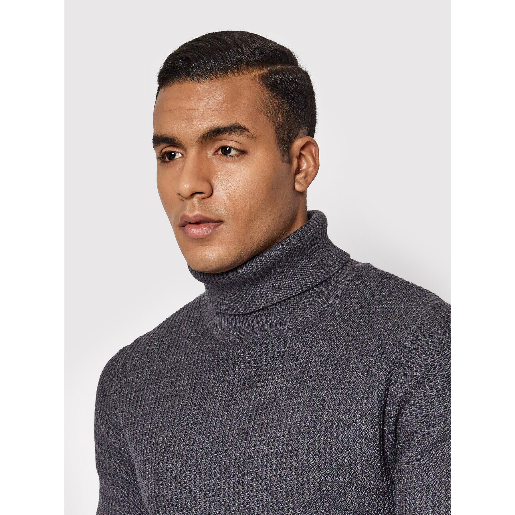 Jack&Jones PREMIUM Bluză cu gât Blucarlos 12199940 Gri Regular Fit - Pled.ro