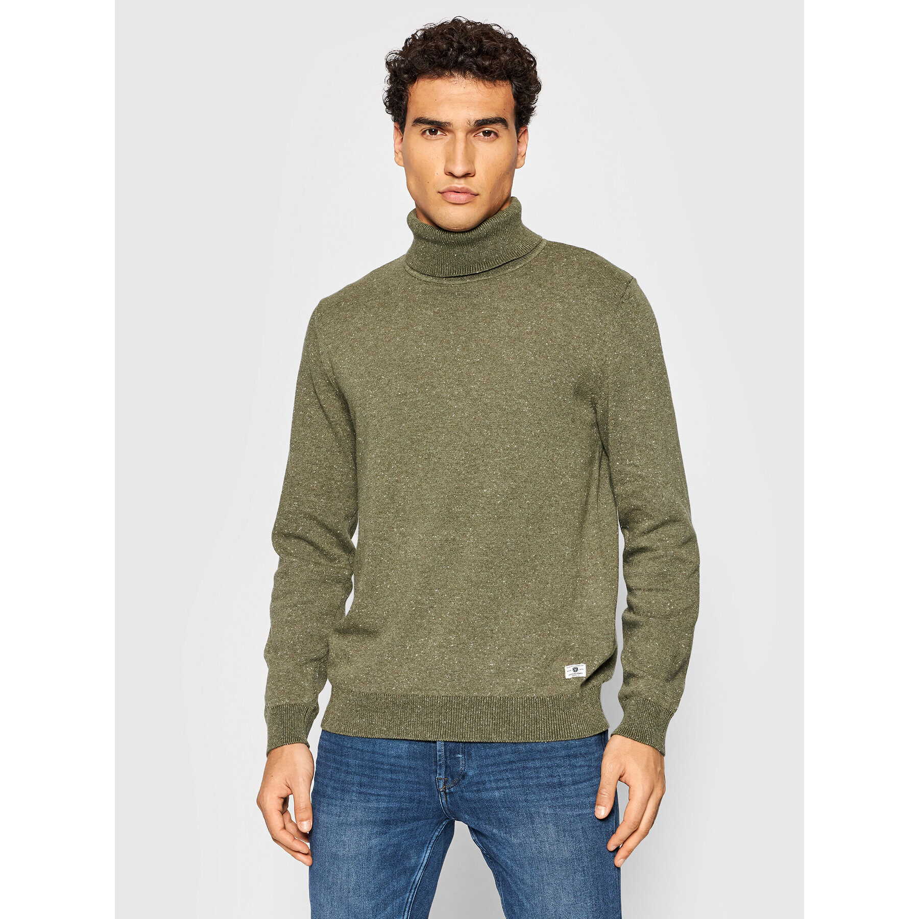 Jack&Jones PREMIUM Bluză cu gât Morris 12192496 Verde Regular Fit - Pled.ro