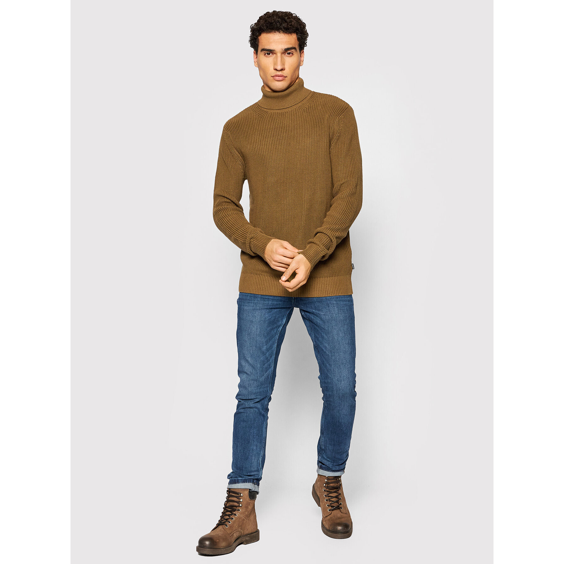 Jack&Jones PREMIUM Bluză cu gât Well 12193094 Verde Regular Fit - Pled.ro