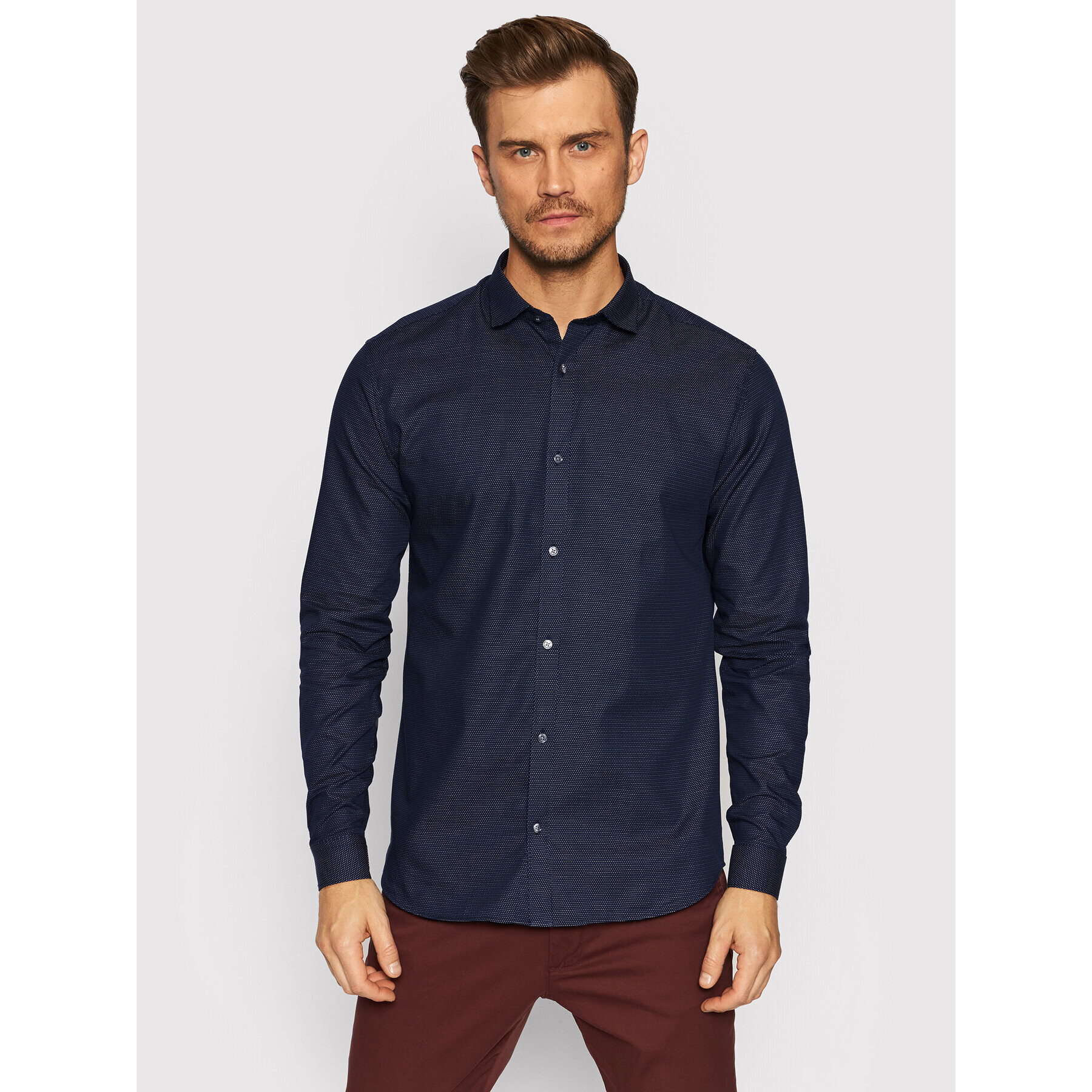 Jack&Jones PREMIUM Cămașă Blackpool Structure 12192285 Bleumarin Slim Fit - Pled.ro