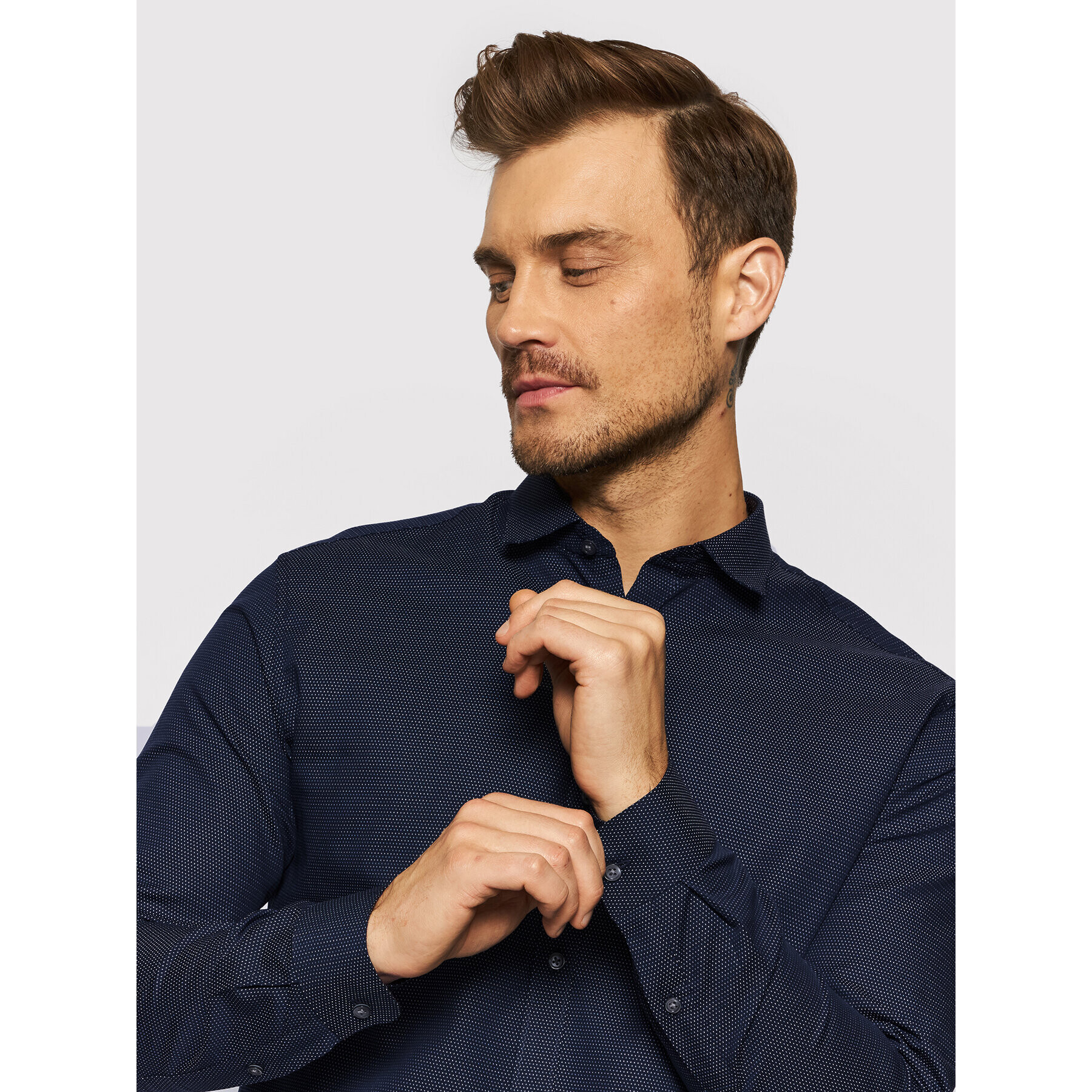 Jack&Jones PREMIUM Cămașă Blackpool Structure 12192285 Bleumarin Slim Fit - Pled.ro