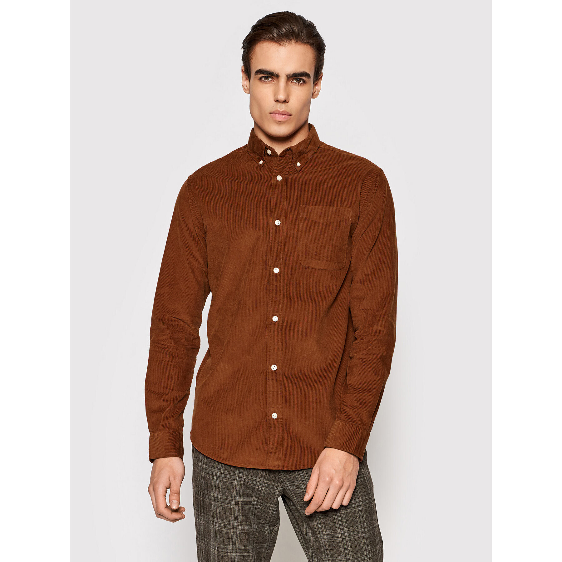 Jack&Jones PREMIUM Cămașă Blautlas Cord 12196529 Maro Slim Fit - Pled.ro