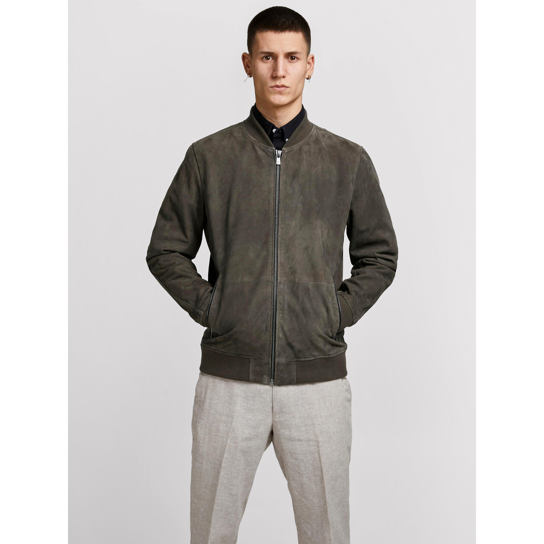 Jack&Jones PREMIUM Geacă de piele Blacramer 12192854 Maro Regular Fit - Pled.ro