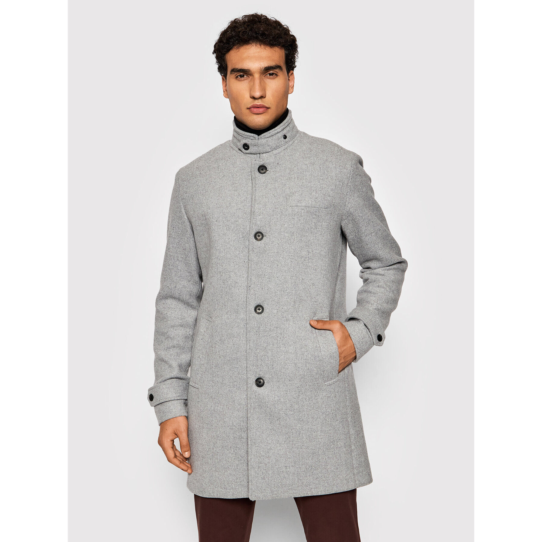 Jack&Jones PREMIUM Palton de lână Blamel Ton 12177644 Gri Regular Fit - Pled.ro