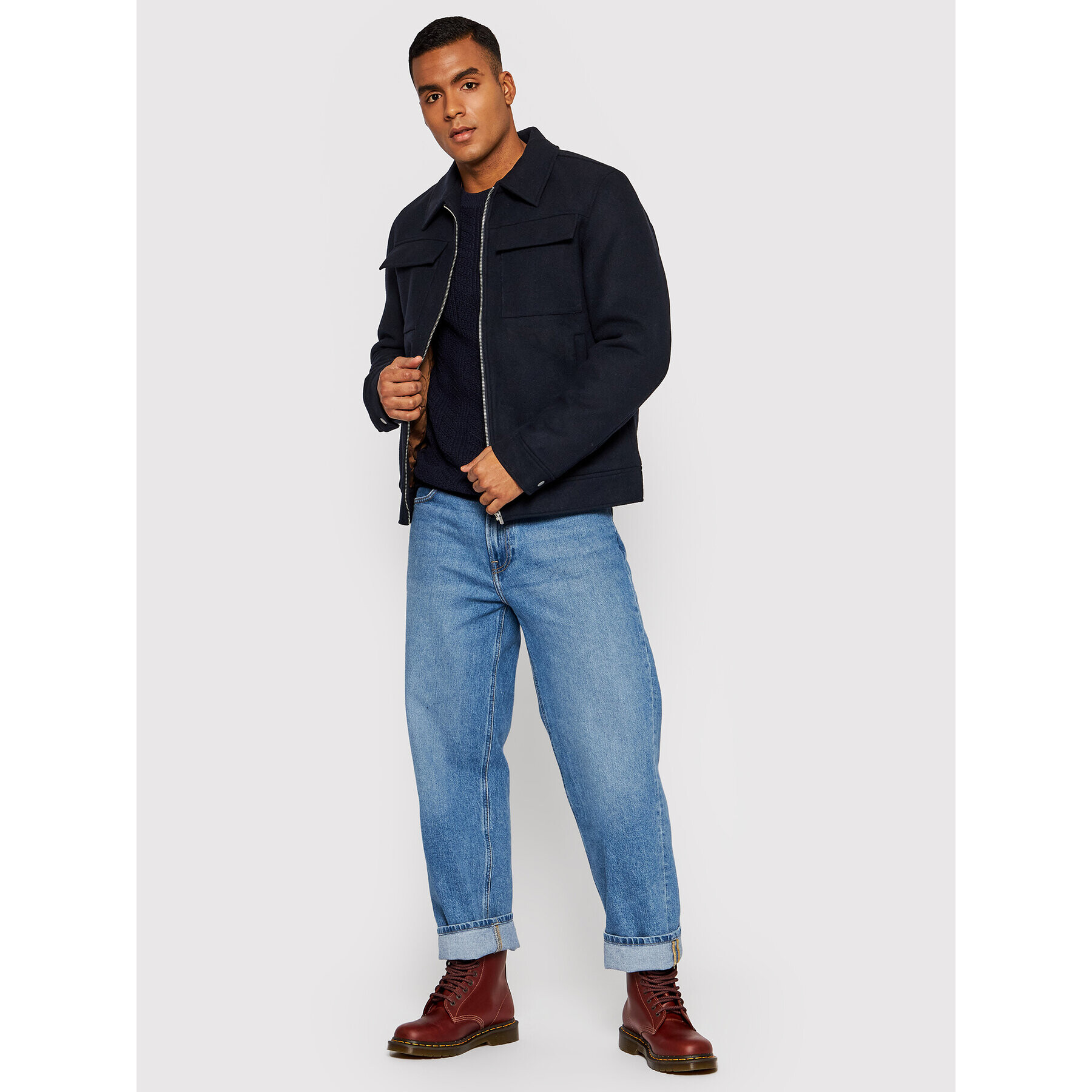 Jack&Jones PREMIUM Pulover Blavalle 12197595 Bleumarin Regular Fit - Pled.ro