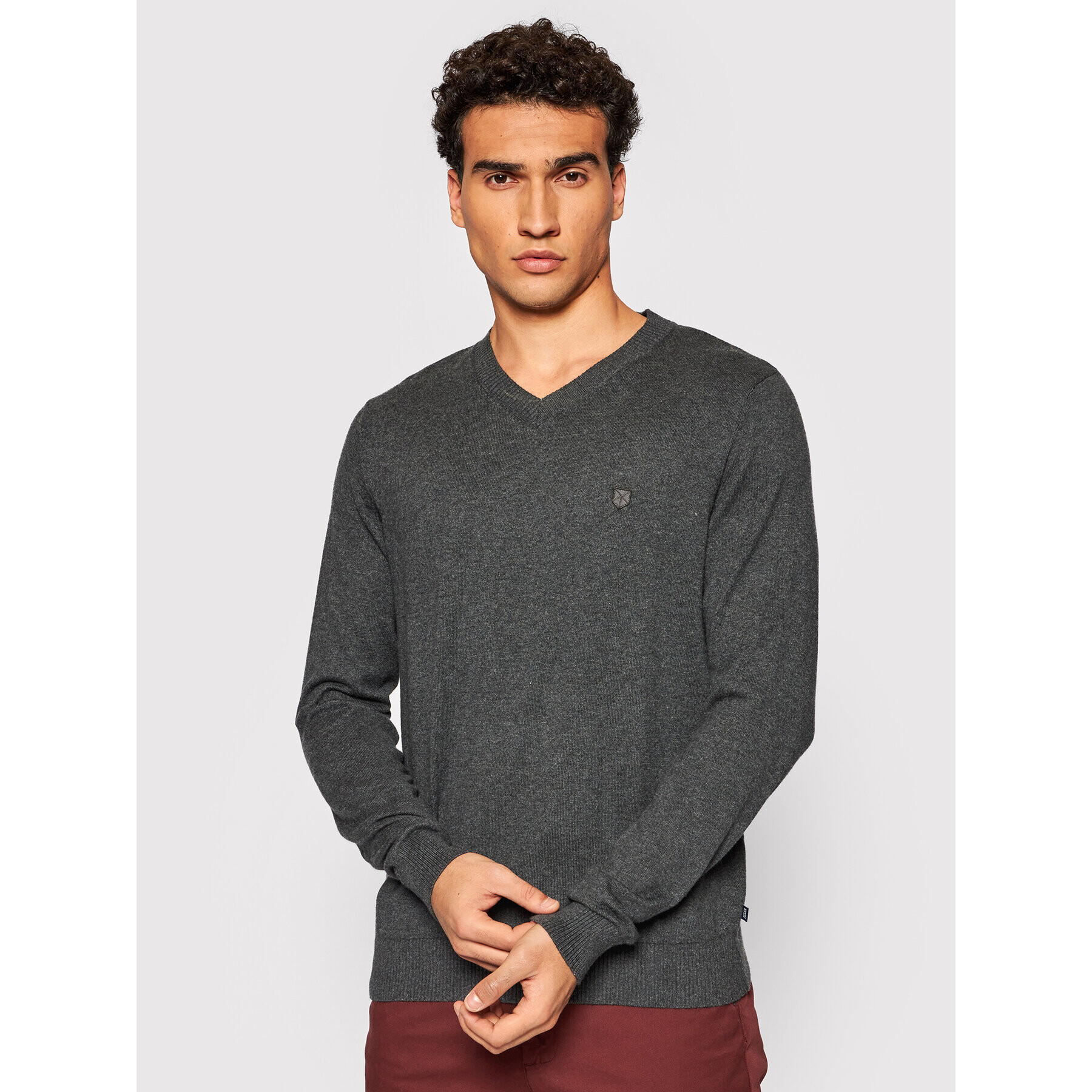 Jack&Jones PREMIUM Pulover Bluray 12195588 Gri Regular Fit - Pled.ro