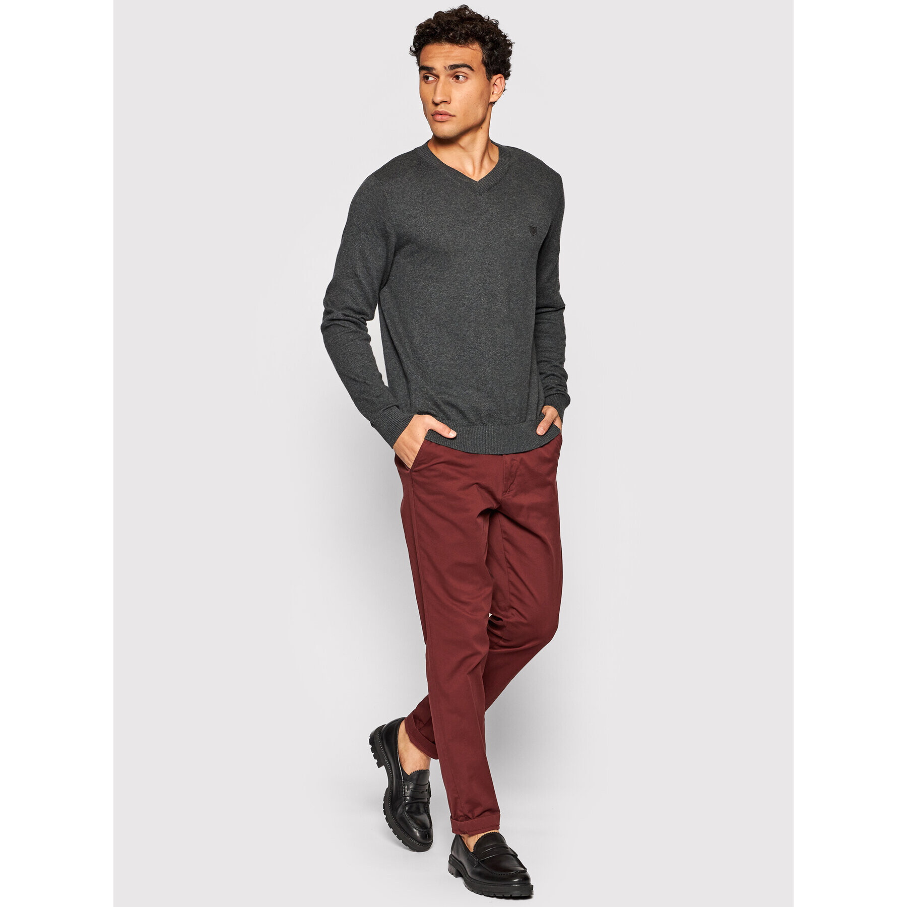 Jack&Jones PREMIUM Pulover Bluray 12195588 Gri Regular Fit - Pled.ro