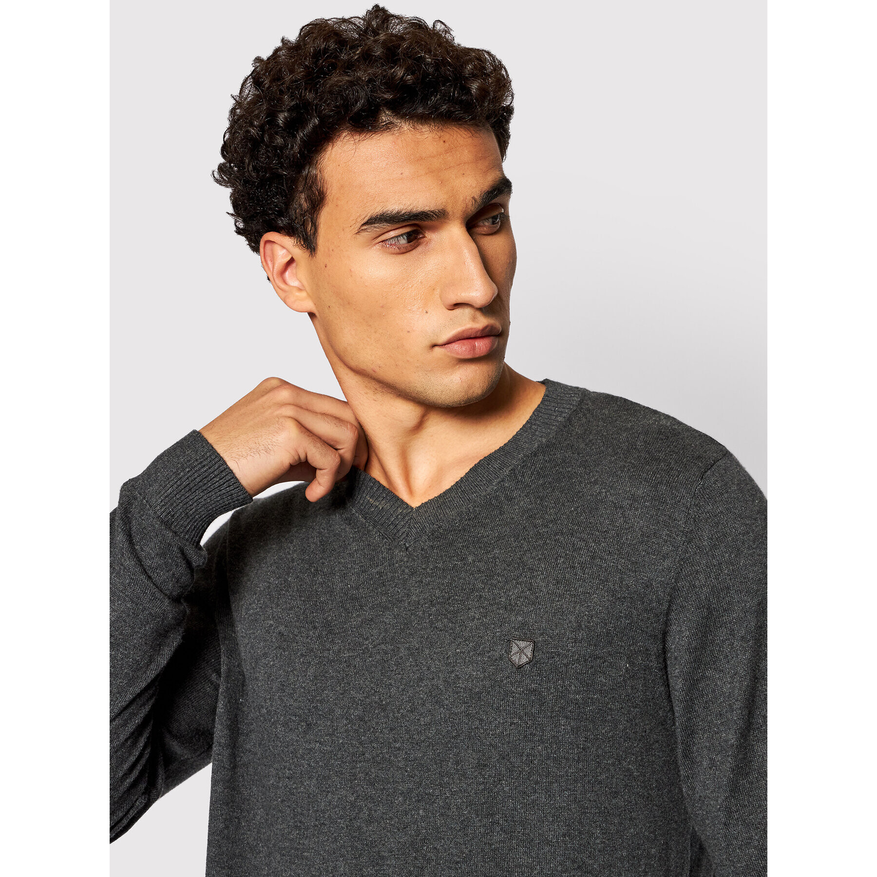 Jack&Jones PREMIUM Pulover Bluray 12195588 Gri Regular Fit - Pled.ro