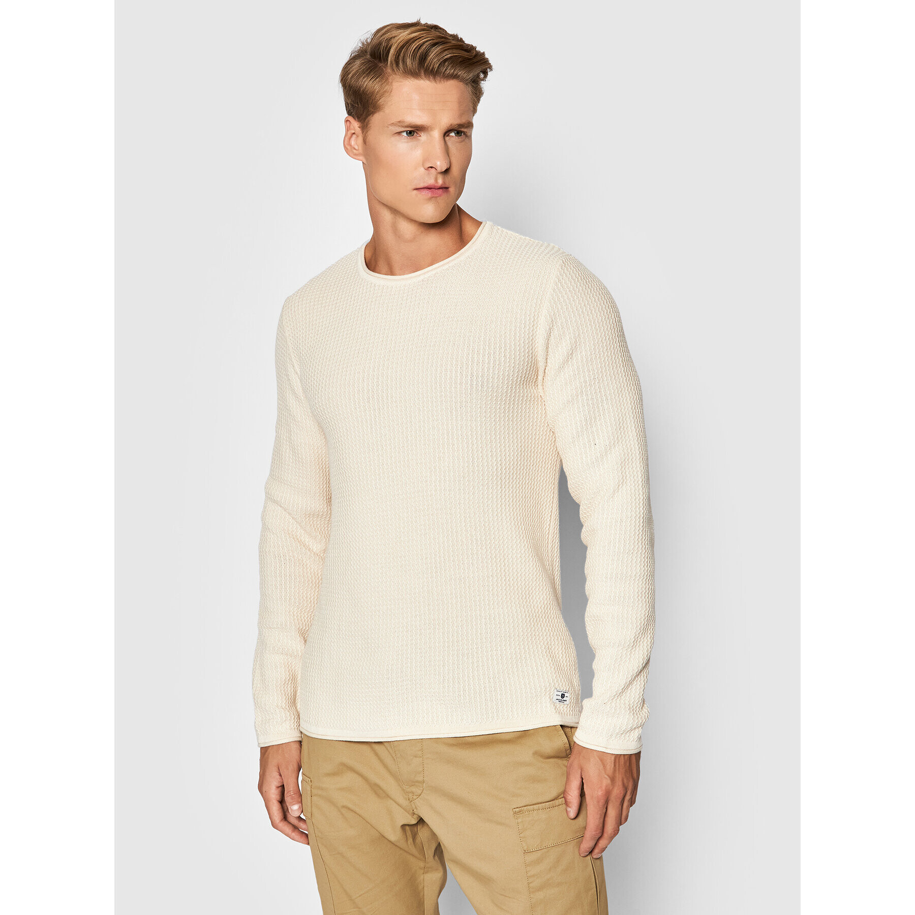 Jack&Jones PREMIUM Pulover Carlos 12179861 Bej Regular Fit - Pled.ro