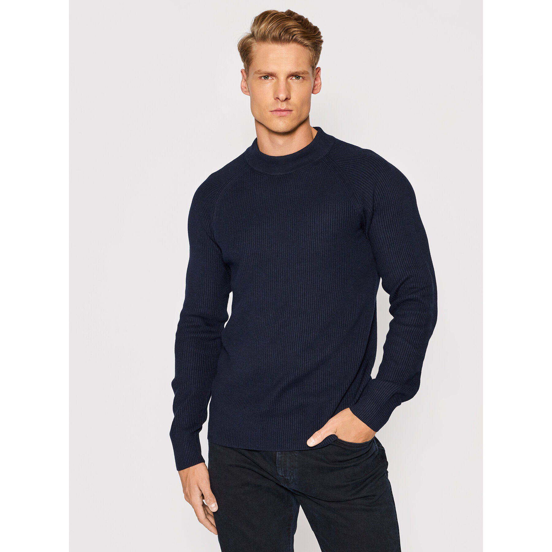 Jack&Jones PREMIUM Pulover Perfect 12193517 Bleumarin Regular Fit - Pled.ro