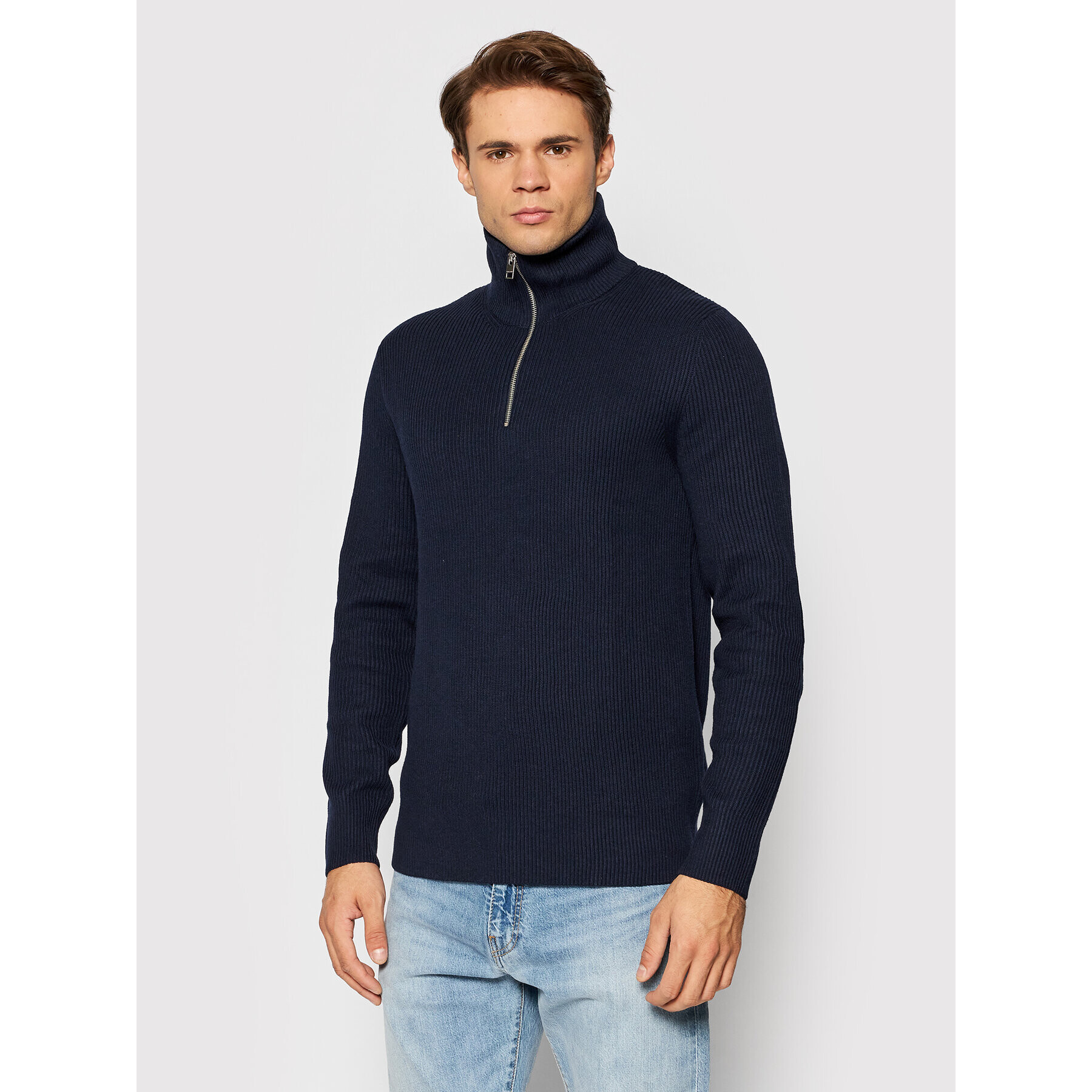 Jack&Jones PREMIUM Pulover Perfect 12193527 Bleumarin Regular Fit - Pled.ro