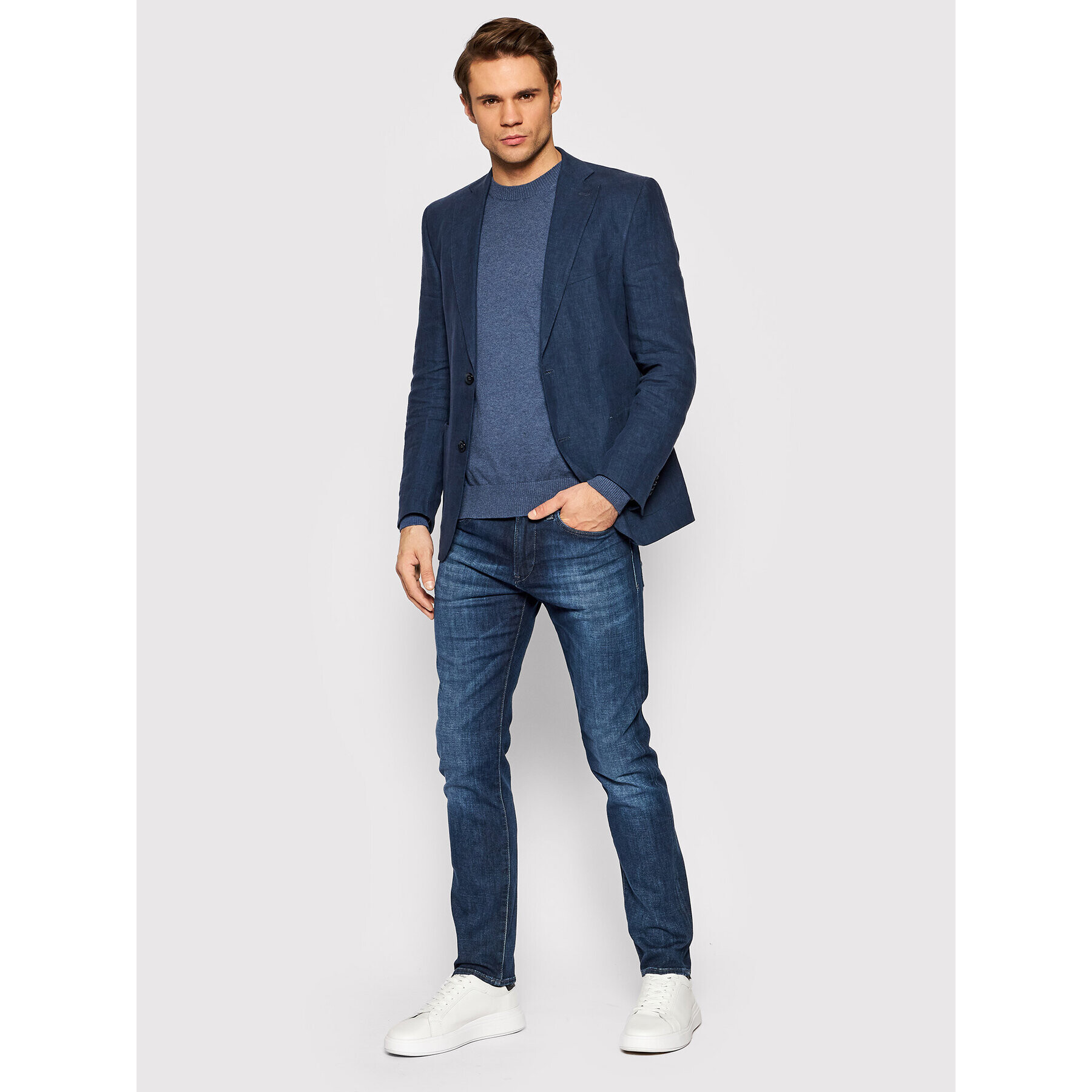 Jack&Jones PREMIUM Pulover Ray 12192311 Bleumarin Regular Fit - Pled.ro