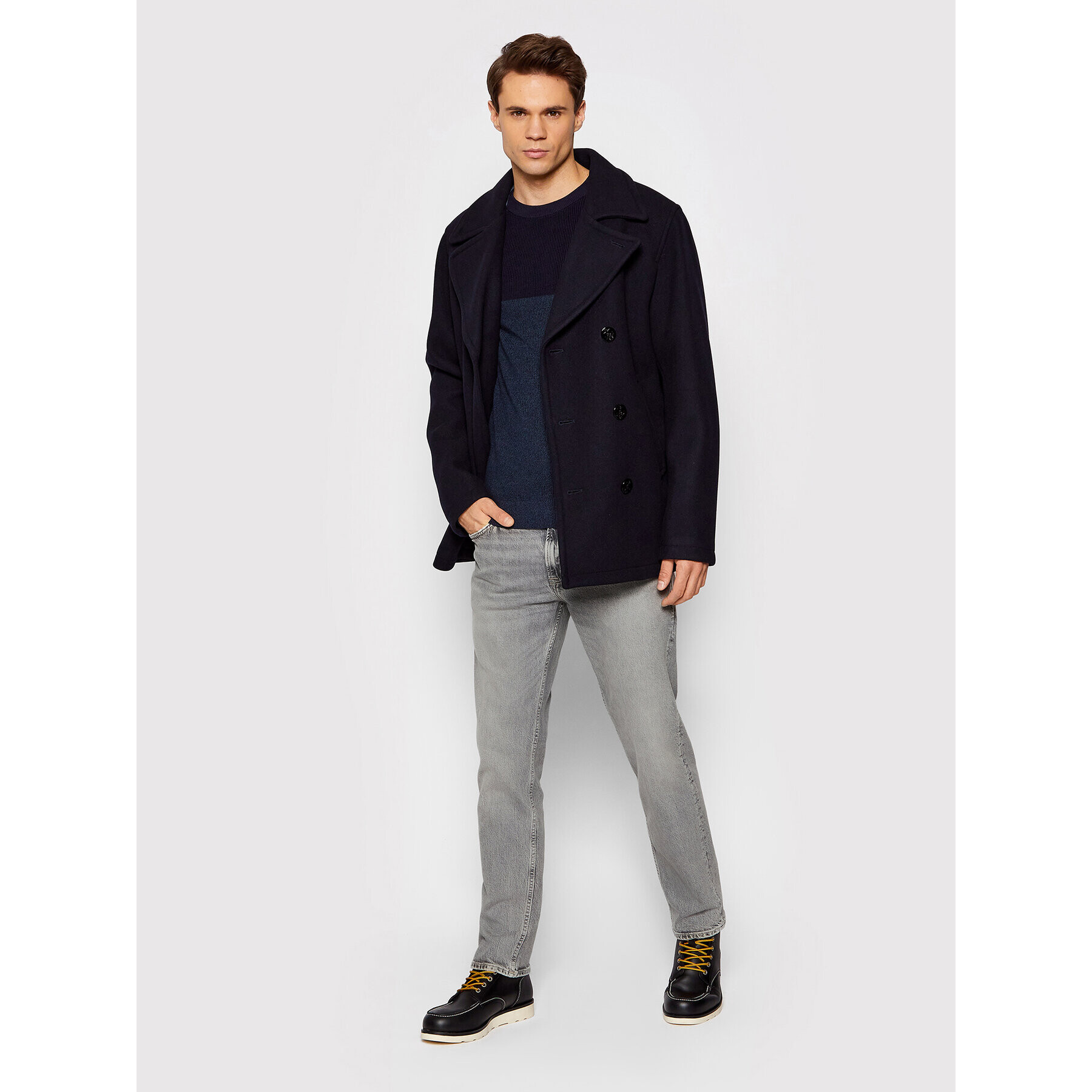 Jack&Jones PREMIUM Pulover Spencer 12197591 Bleumarin Regular Fit - Pled.ro