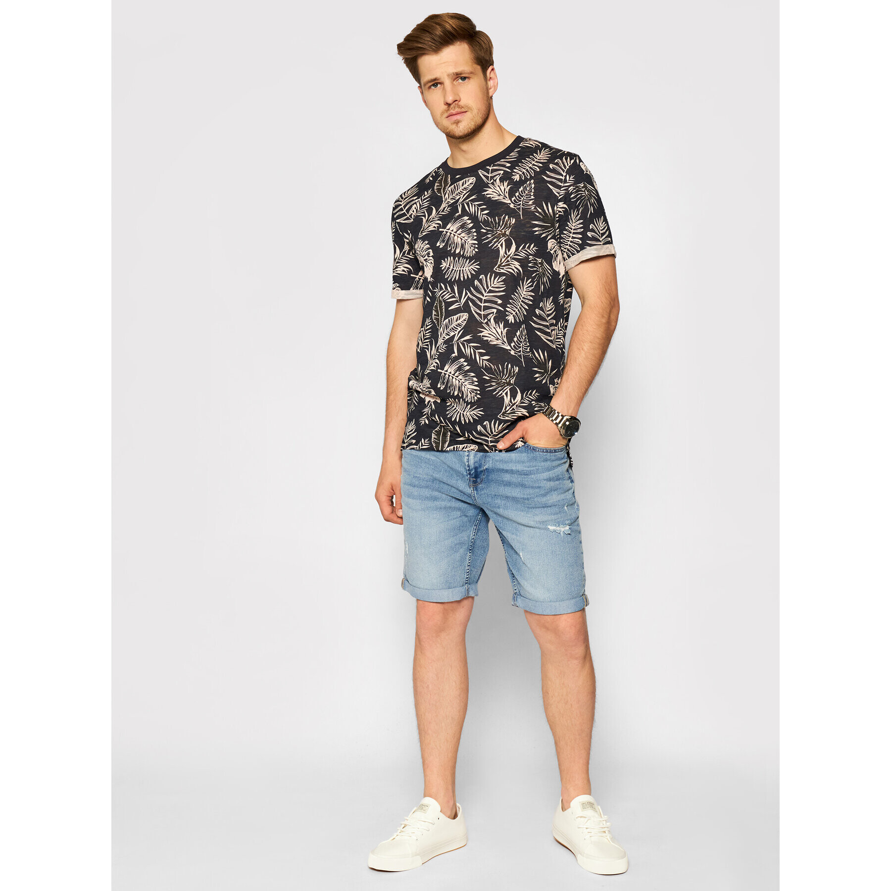 Jack&Jones PREMIUM Tricou Blabeach Ss 12187869 Negru Regular Fit - Pled.ro