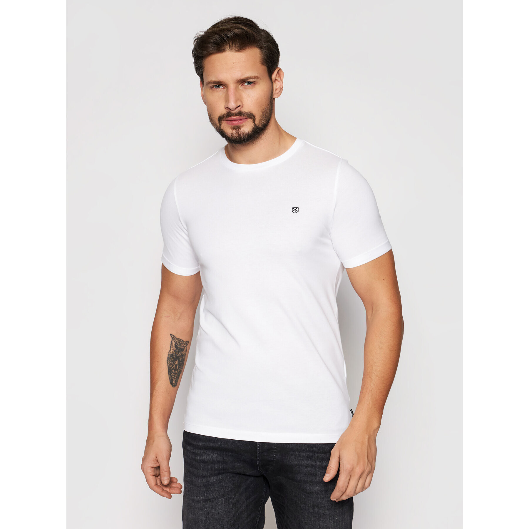 Jack&Jones PREMIUM Tricou Blahardy 12166527 Alb Slim Fit - Pled.ro