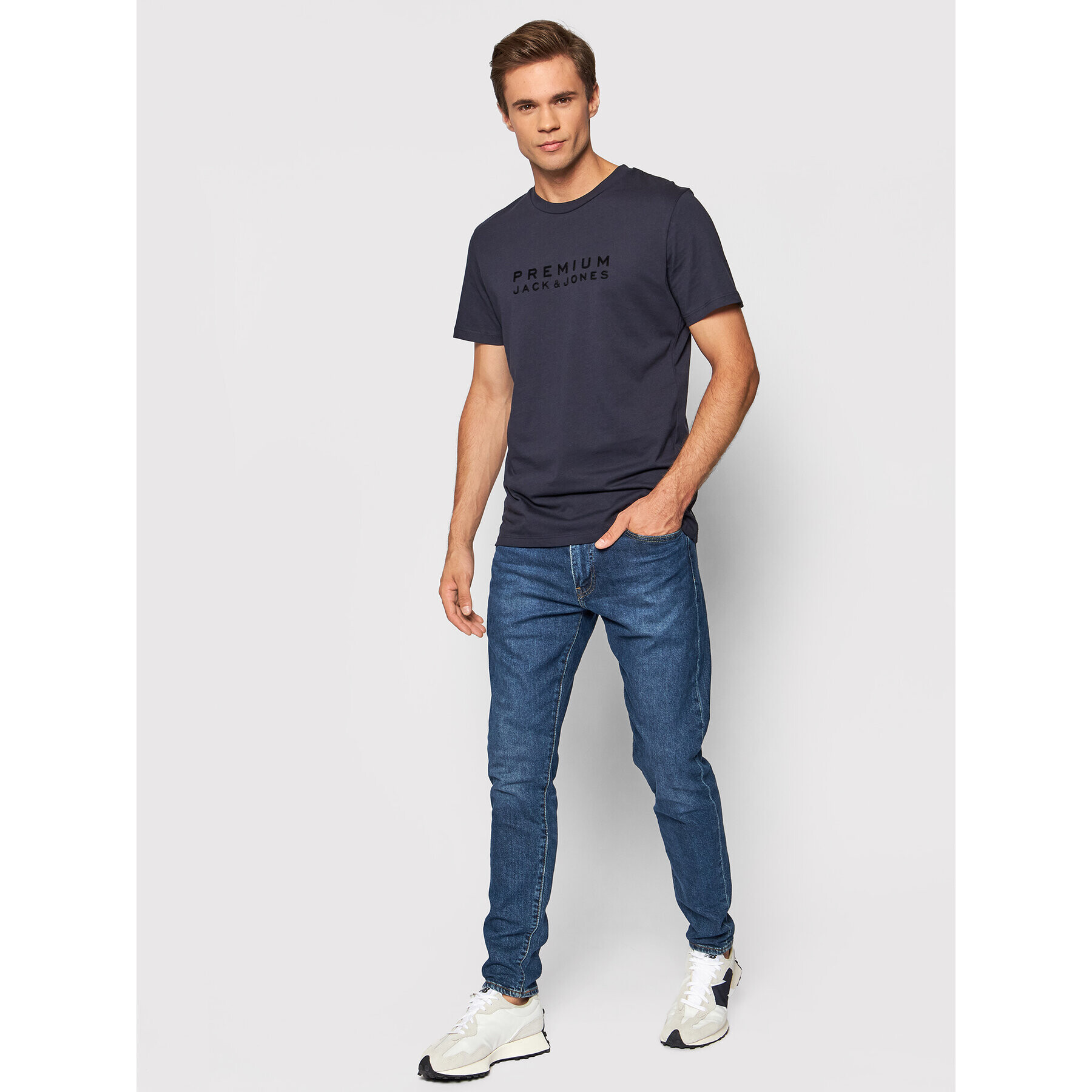 Jack&Jones PREMIUM Tricou Blalogo 12195084 Bleumarin Regular Fit - Pled.ro