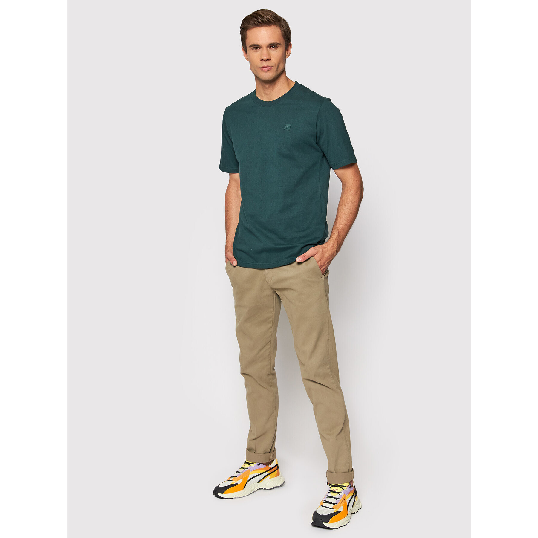 Jack&Jones PREMIUM Tricou Blastudio 12188041 Verde Regular Fit - Pled.ro