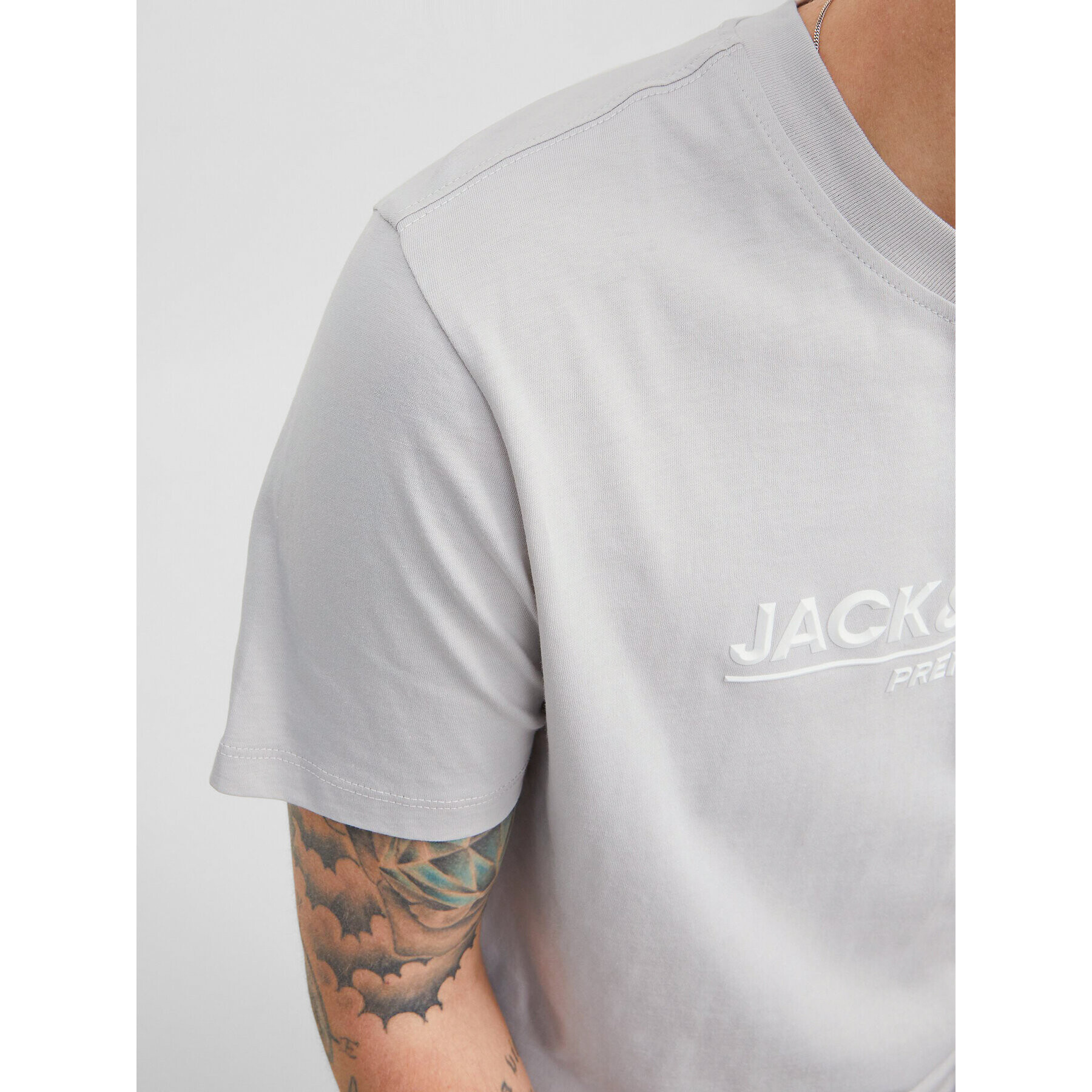 Jack&Jones PREMIUM Tricou Branding 12205731 Gri Regular Fit - Pled.ro