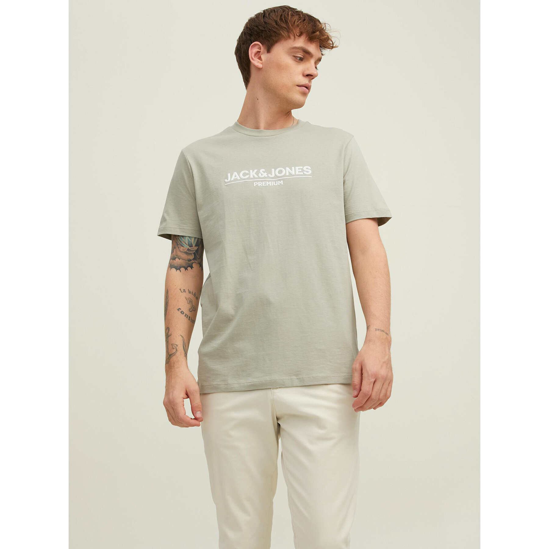 Jack&Jones PREMIUM Tricou Branding 12205731 Verde Regular Fit - Pled.ro