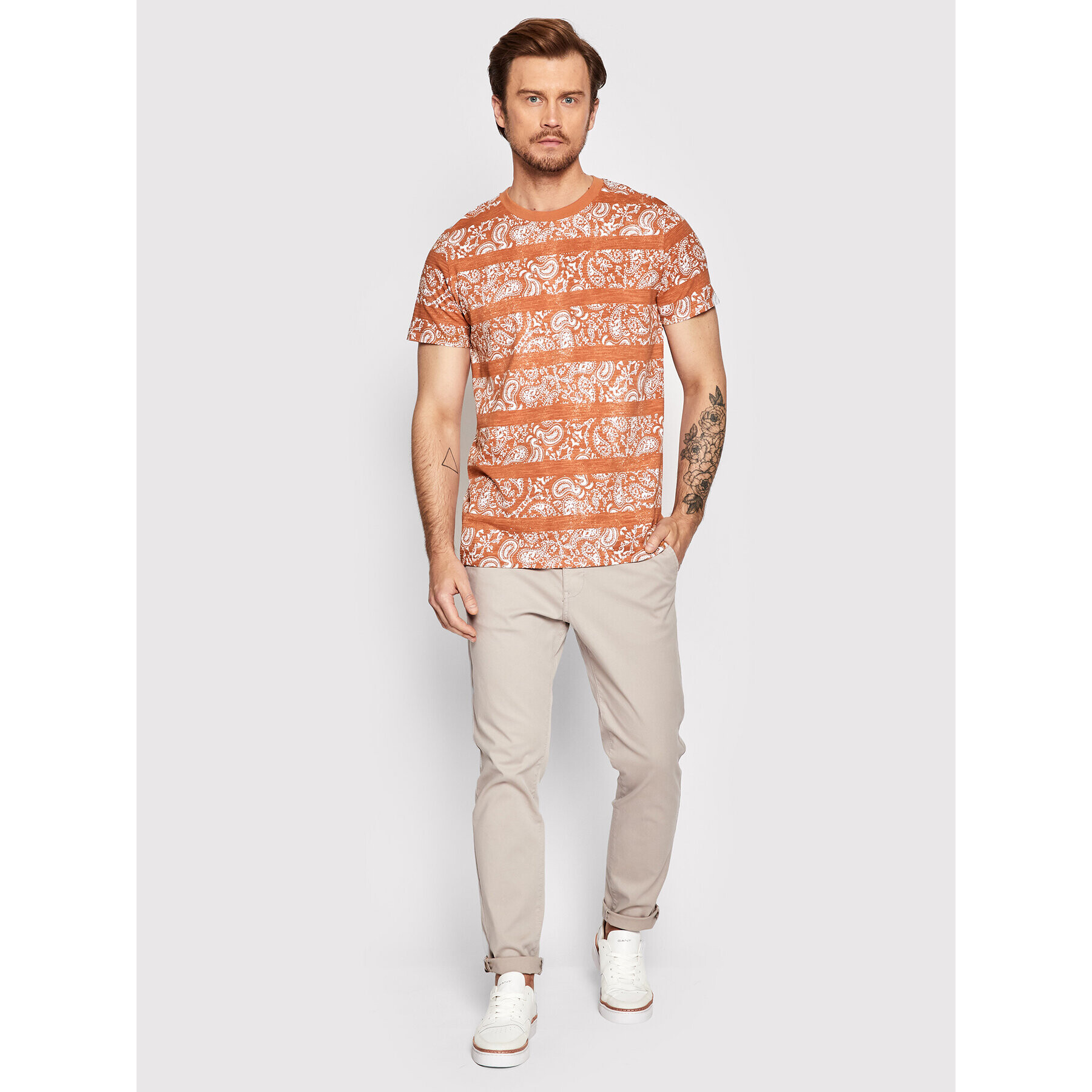 Jack&Jones PREMIUM Tricou Drifter 12211068 Portocaliu Regular Fit - Pled.ro