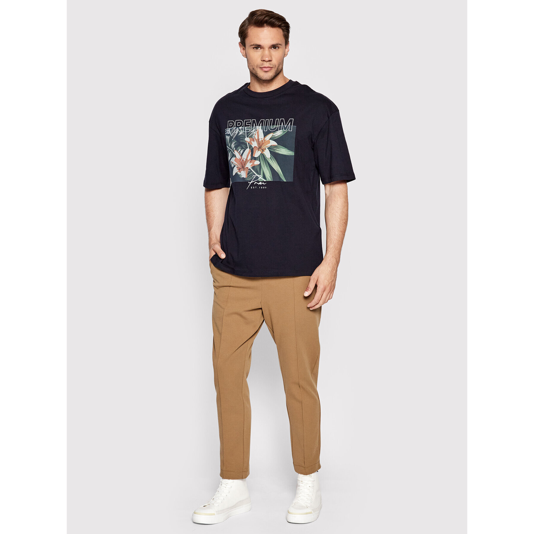 Jack&Jones PREMIUM Tricou Harry 12203717 Bleumarin Boxy Fit - Pled.ro