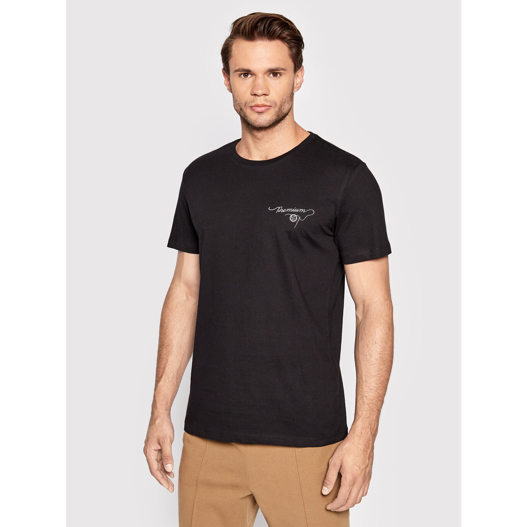 Jack&Jones PREMIUM Tricou Needle Logo 12214454 Negru Regular Fit - Pled.ro