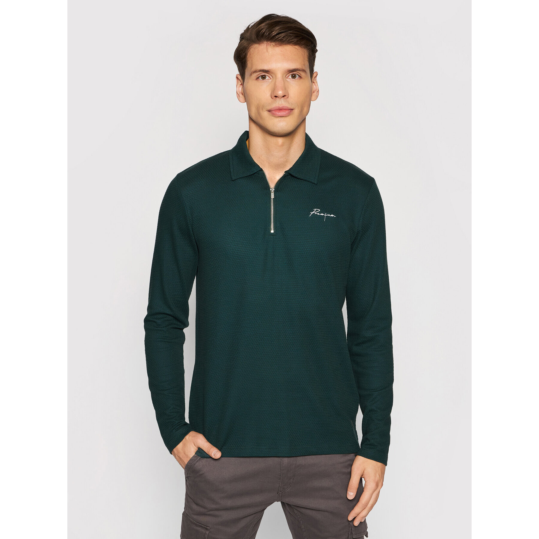 Jack&Jones PREMIUM Tricou polo Blafranco 12195724 Verde Regular Fit - Pled.ro