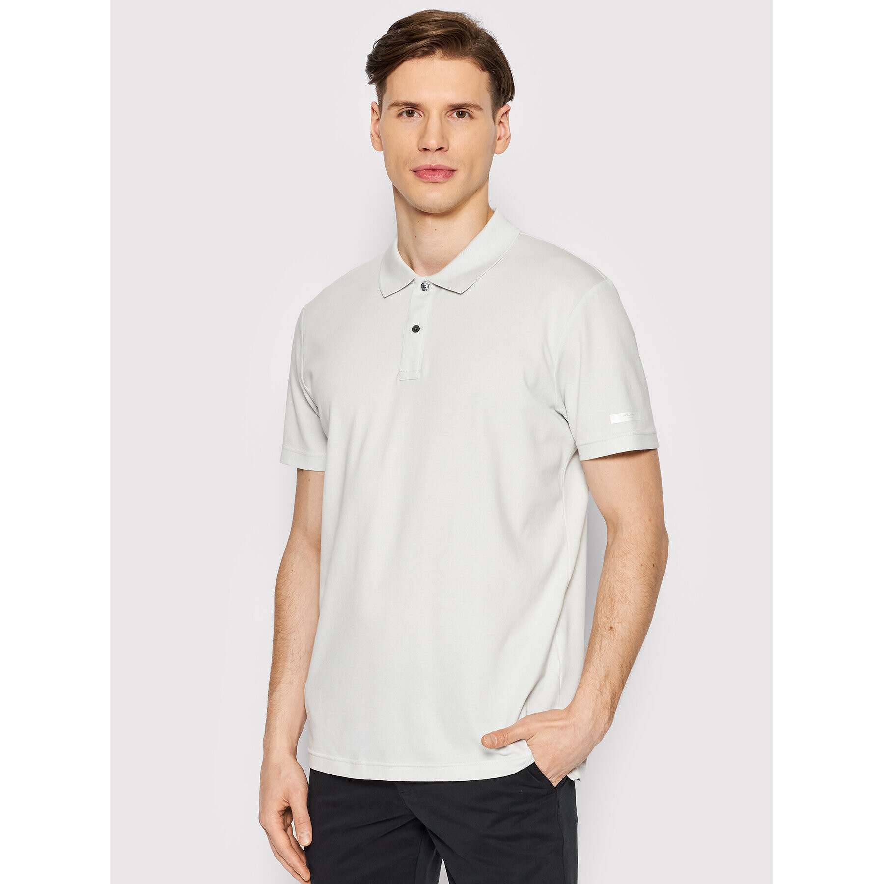 Jack&Jones PREMIUM Tricou polo Commute 12204842 Gri Regular Fit - Pled.ro