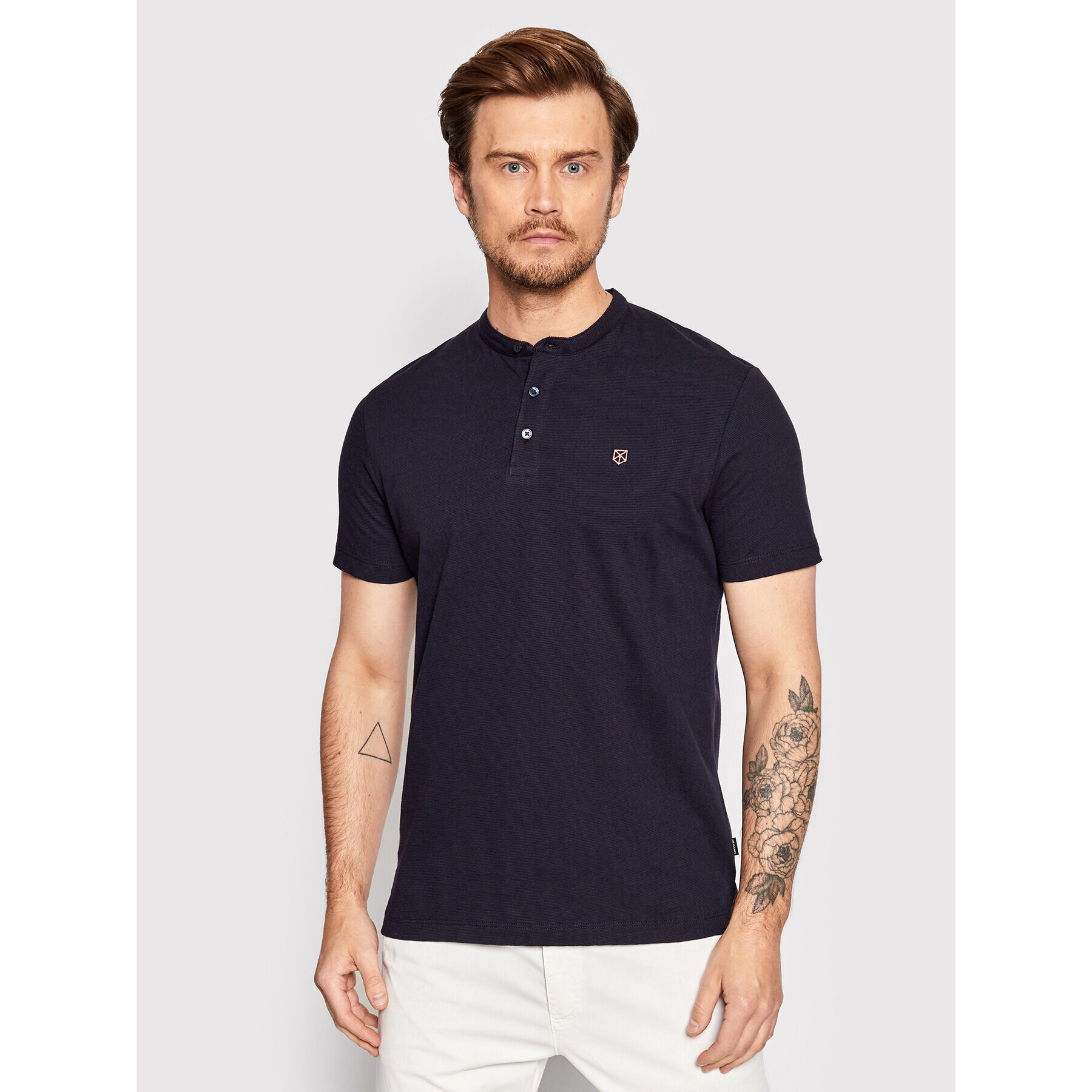 Jack&Jones PREMIUM Tricou polo Structure 12213323 Bleumarin Regular Fit - Pled.ro