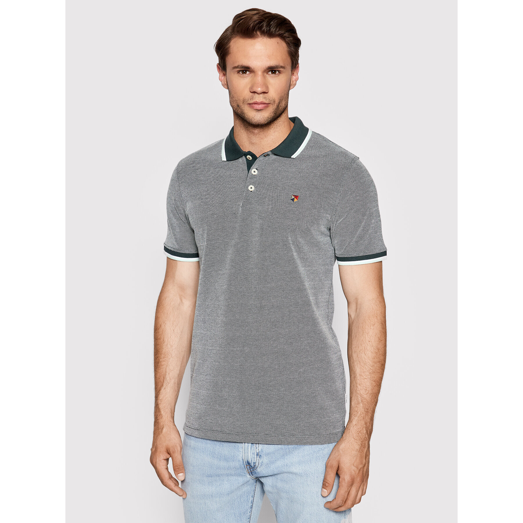 Jack&Jones PREMIUM Tricou polo Win 12169064 Verde Regular Fit - Pled.ro